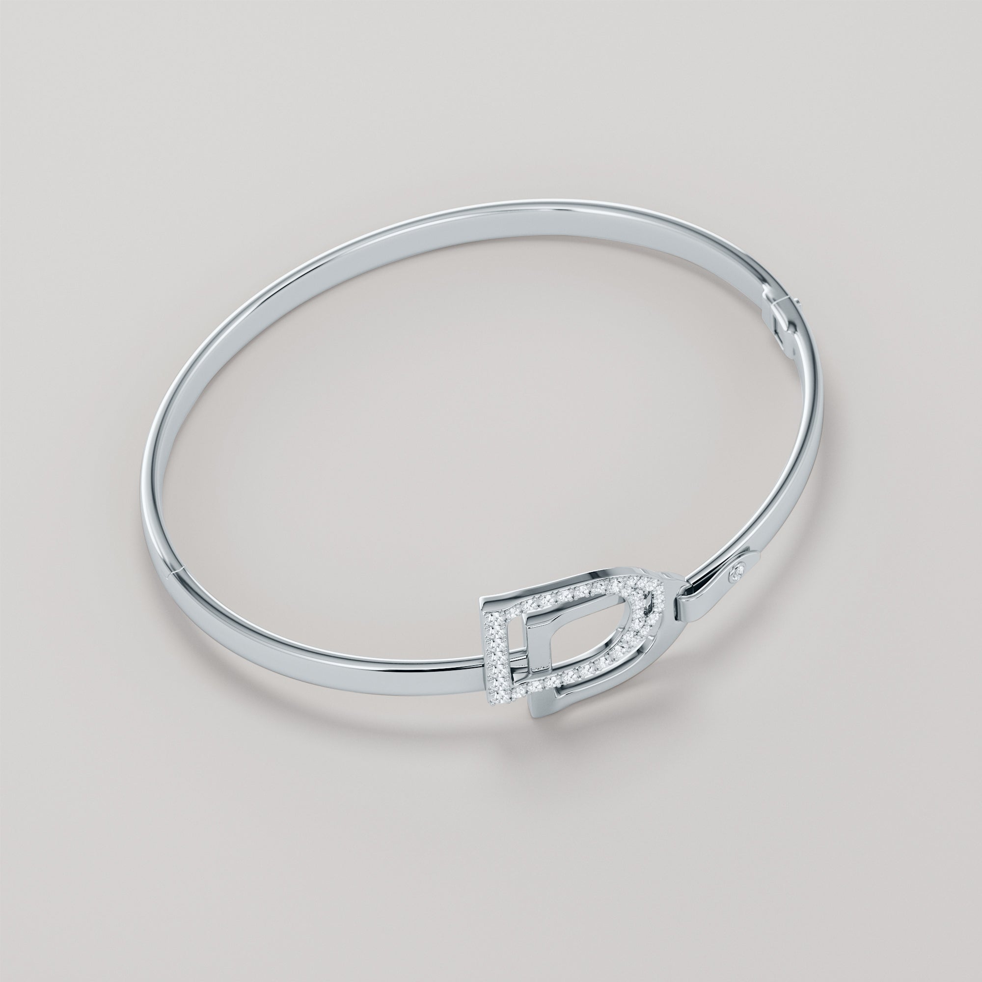 English Stirrups Bracelet With White Diamonds - Gold