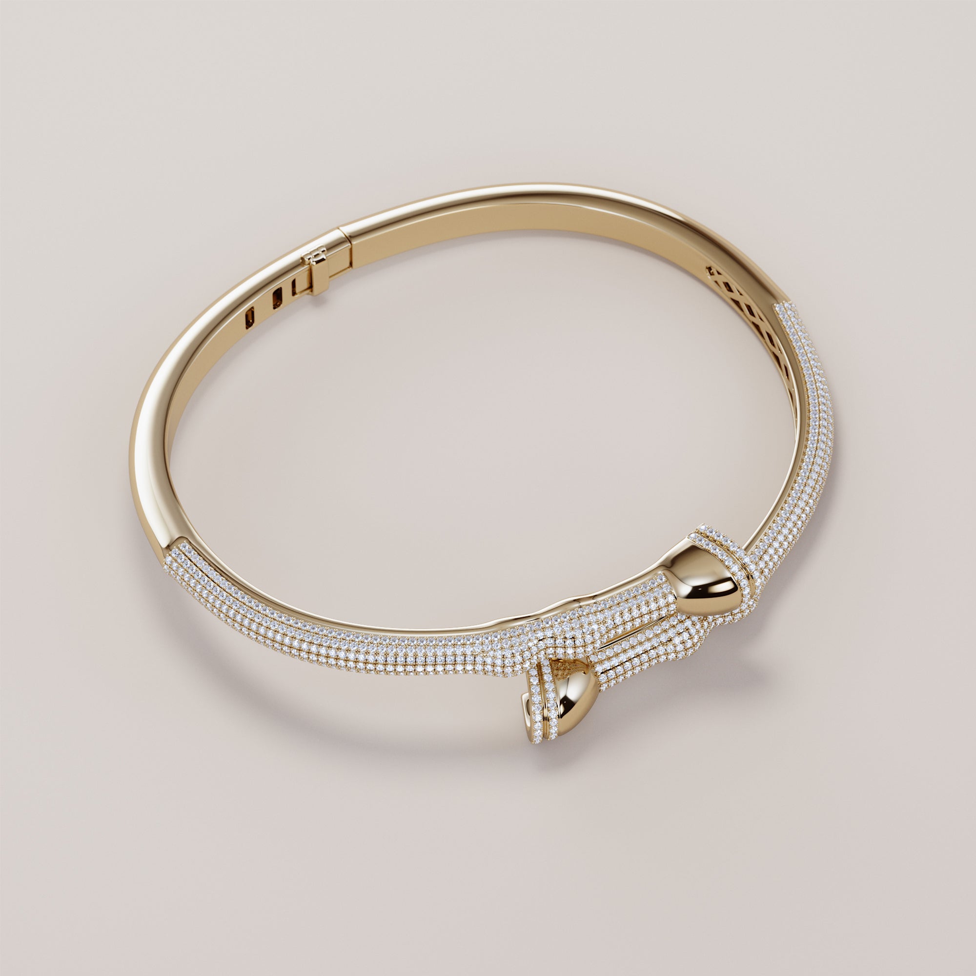 Horse Leg Bracelet With White Diamonds - Gold