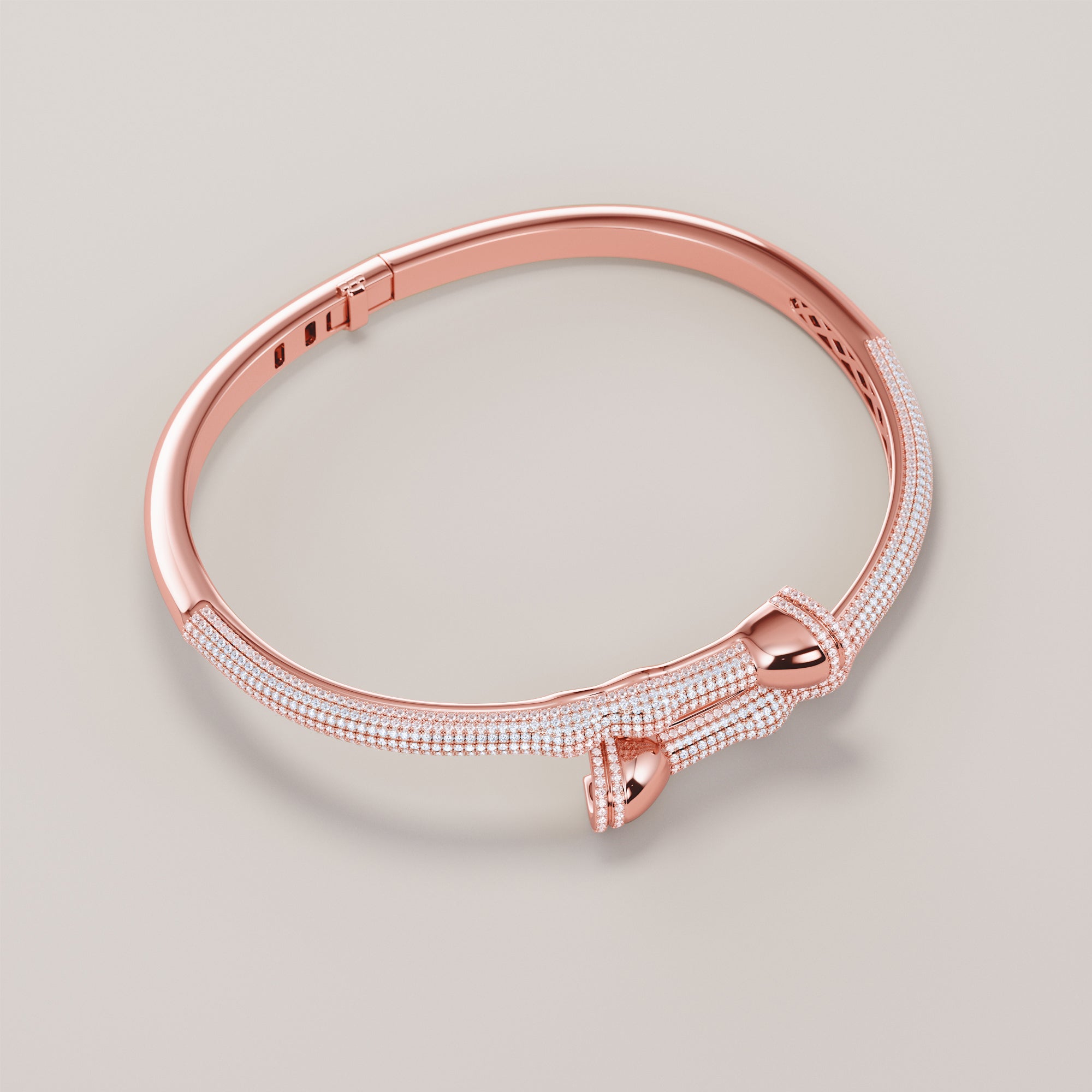 Horse Leg Bracelet With White Diamonds - Gold