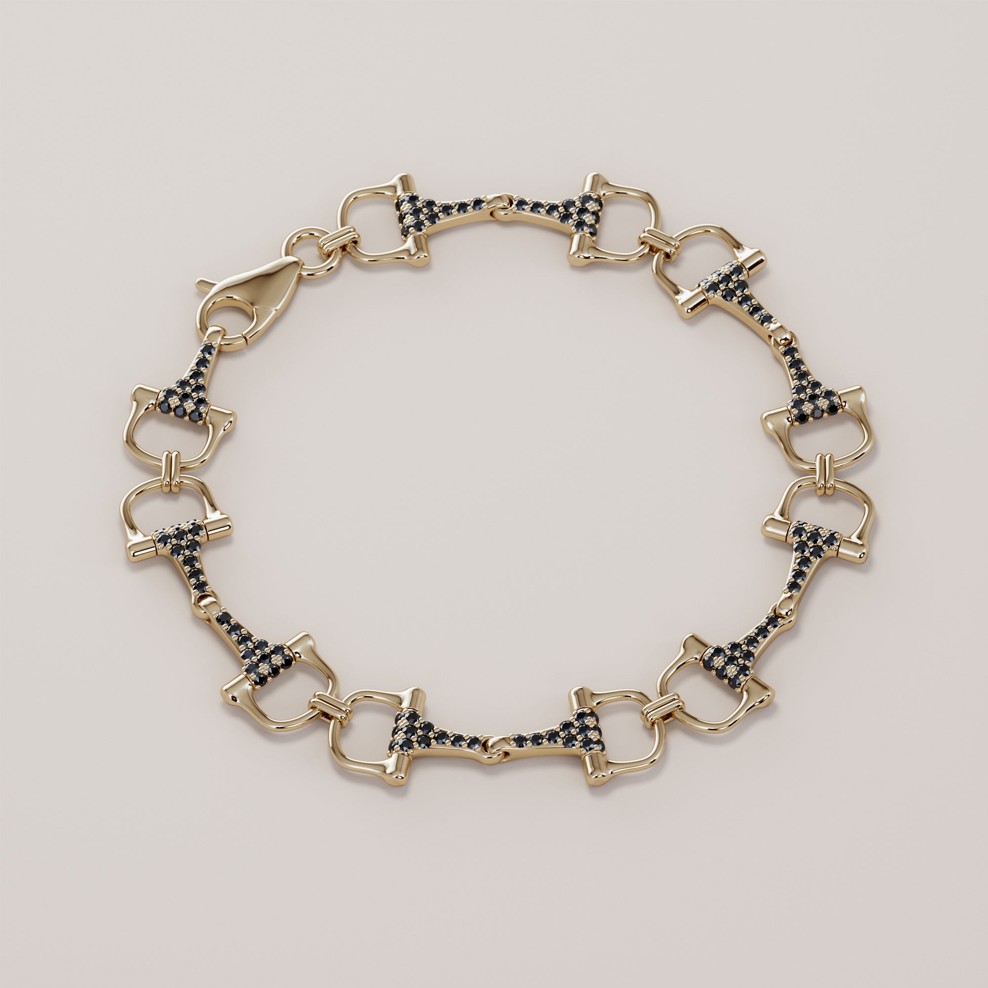 Bits Bracelet With Black Diamonds - Gold