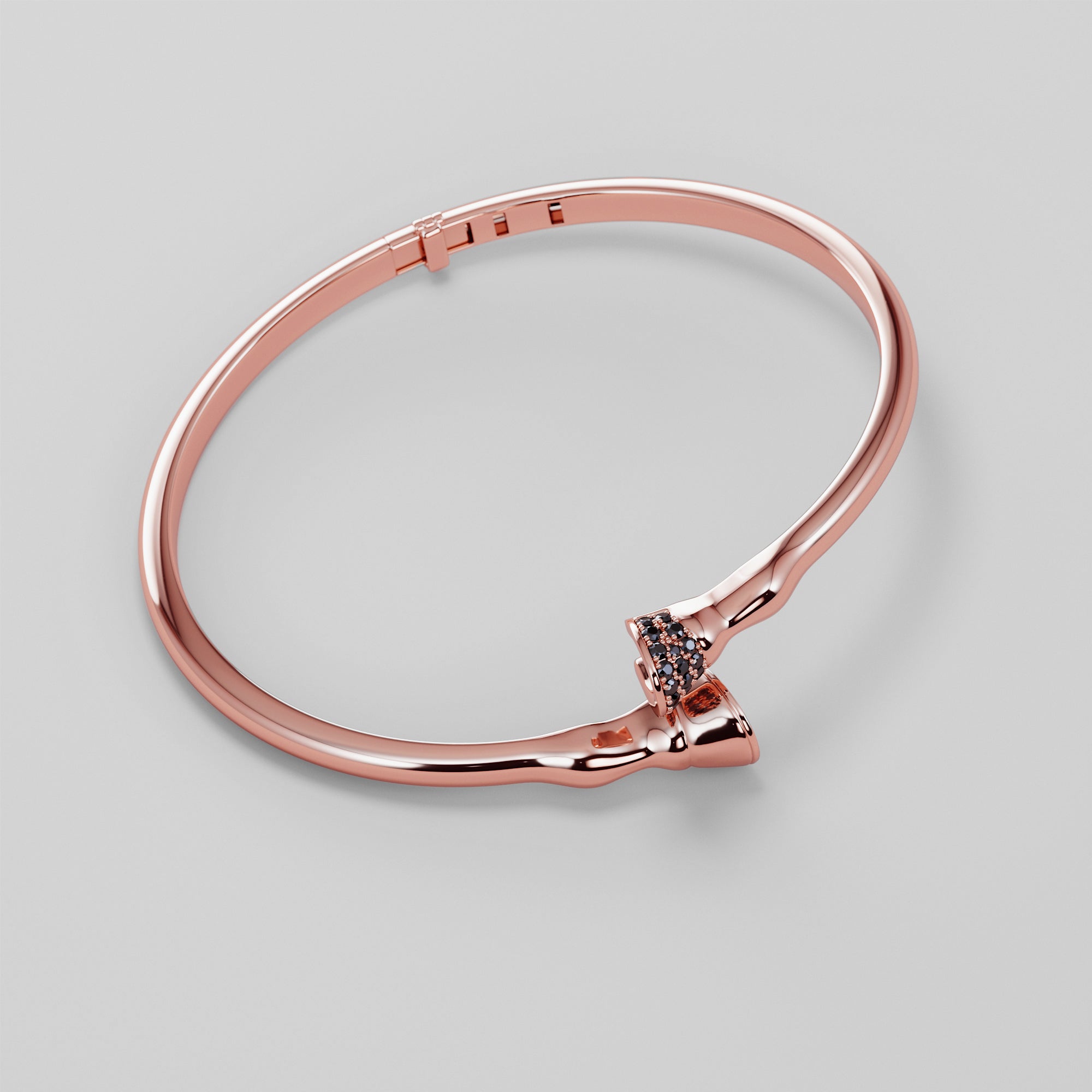 Horse Leg Bracelet With Hoof Black Diamonds - Gold