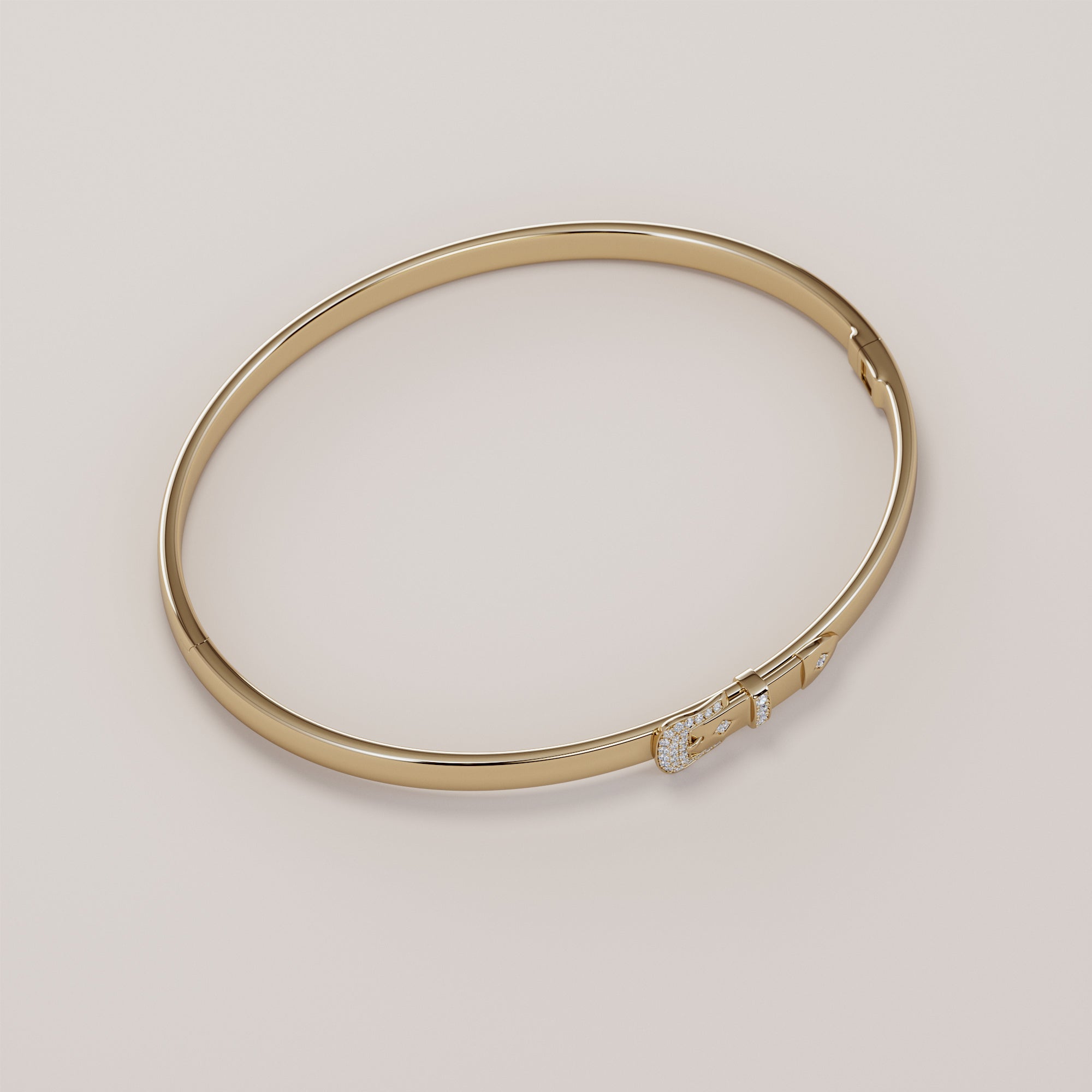 Belt Bracelet With White Diamonds - Gold