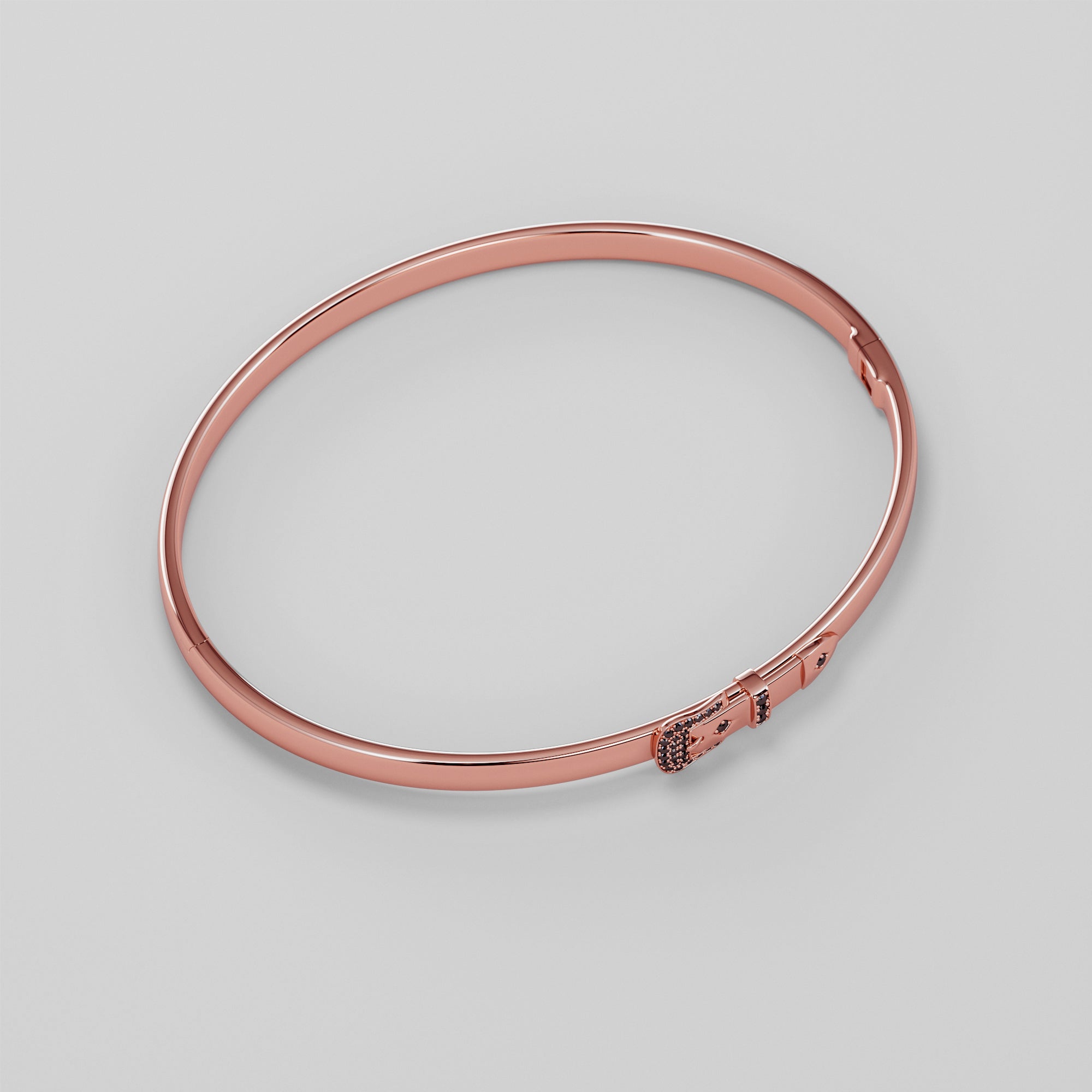 Belt Bracelet With Black Diamonds - Gold