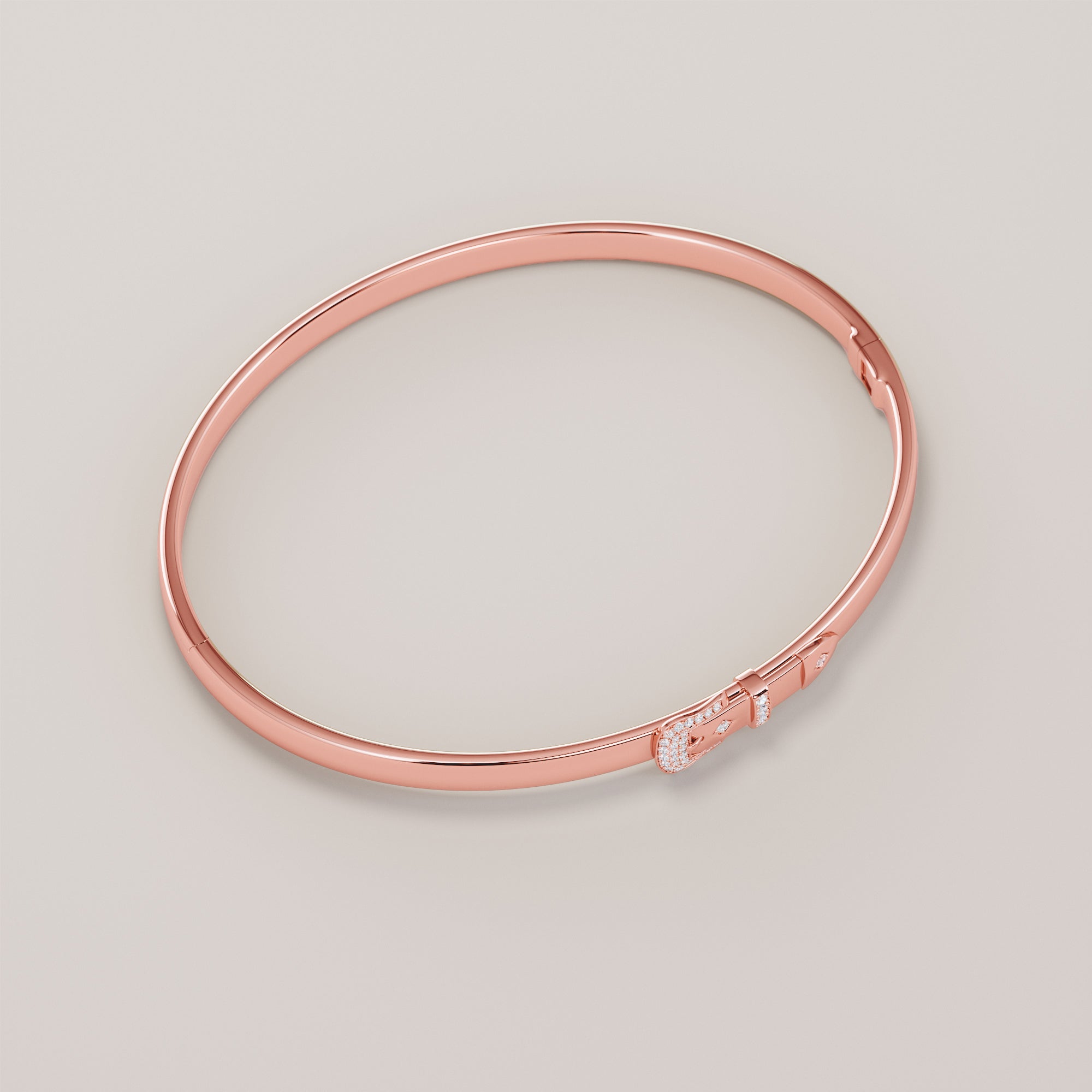 Belt Bracelet With White Diamonds - Gold