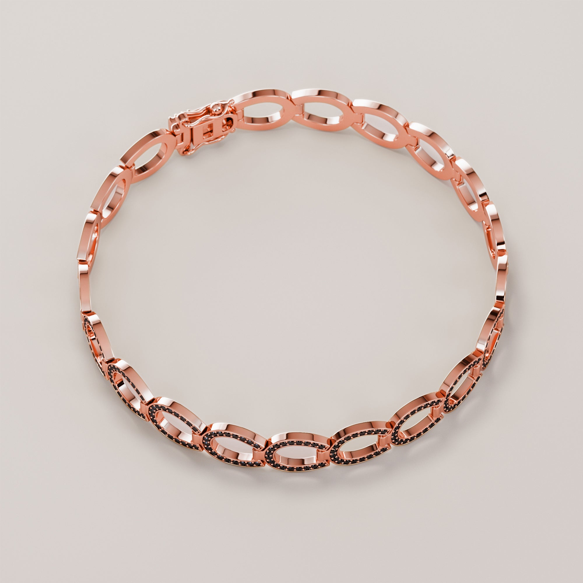 Hoof Bracelet With Black Diamonds - Gold