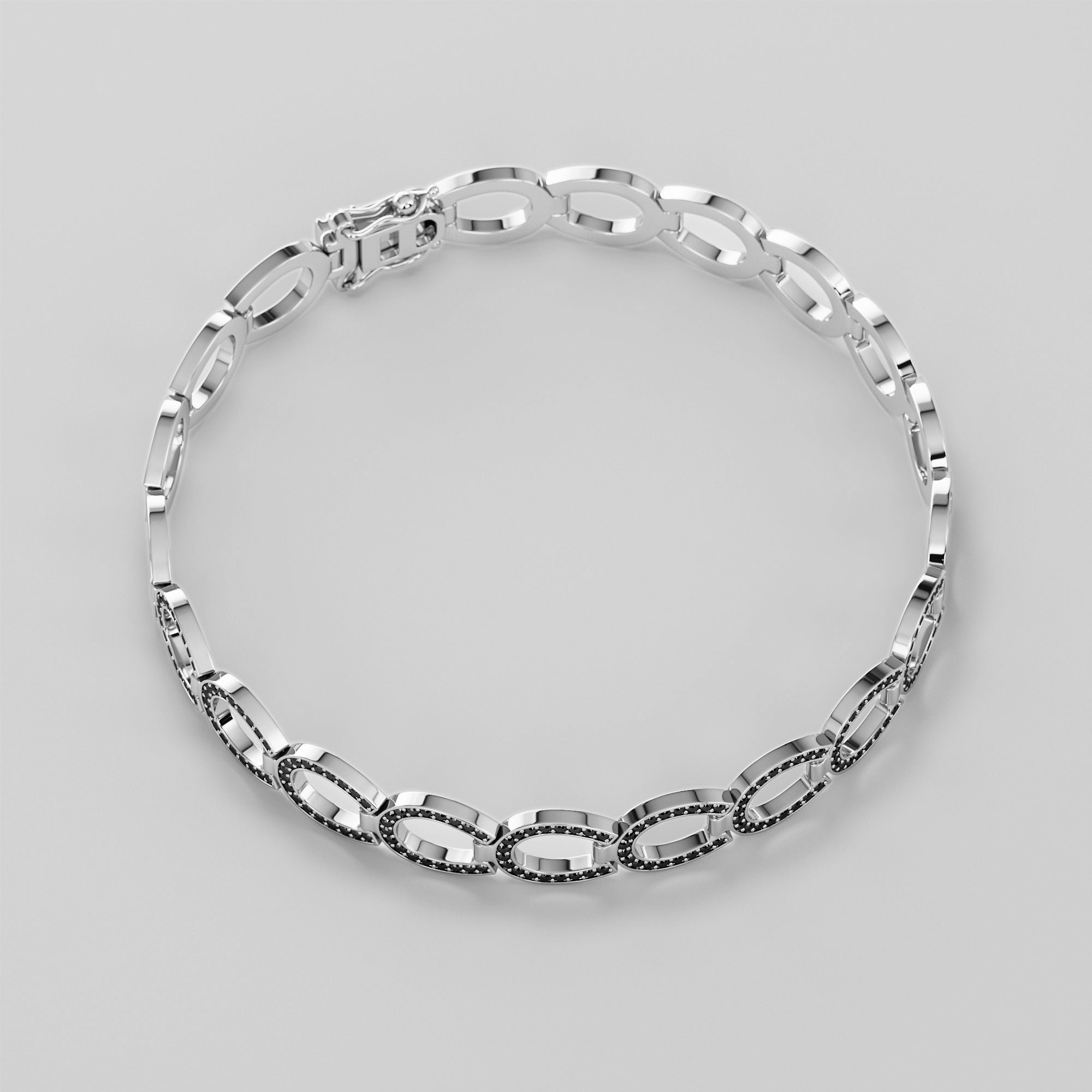 Hoof Bracelet With Black Diamonds - Gold