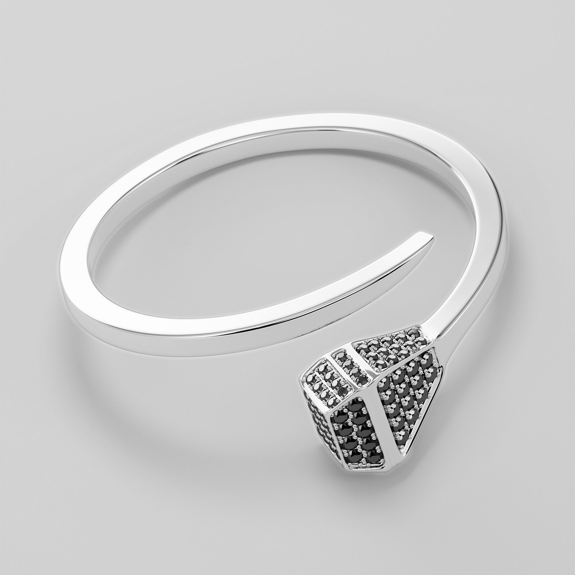 Nail Bracelet With Black Head Diamonds - Gold