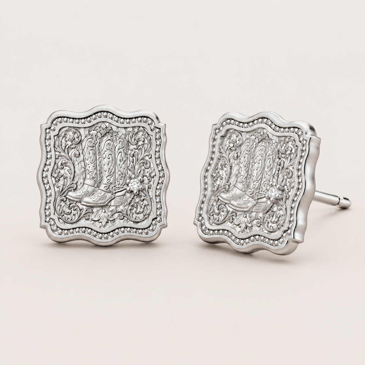 Auren Cowboy Boot Buckle Stud Earrings