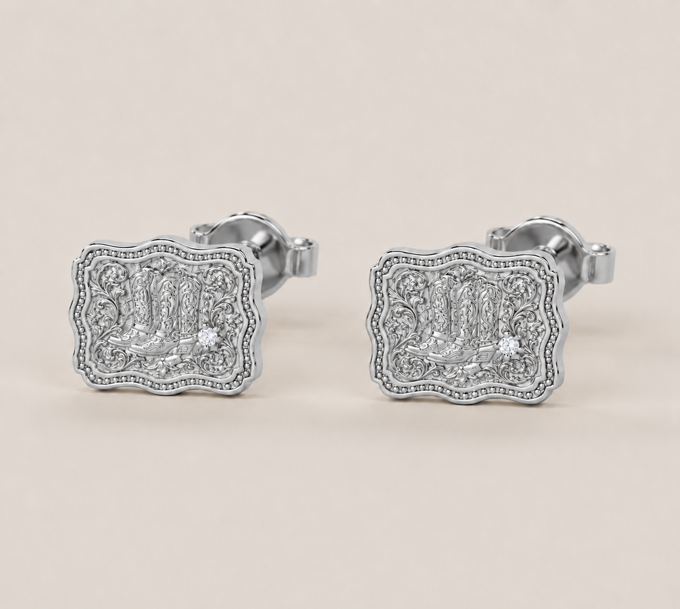 Auren Cowboy Boot Buckle Stud Earrings