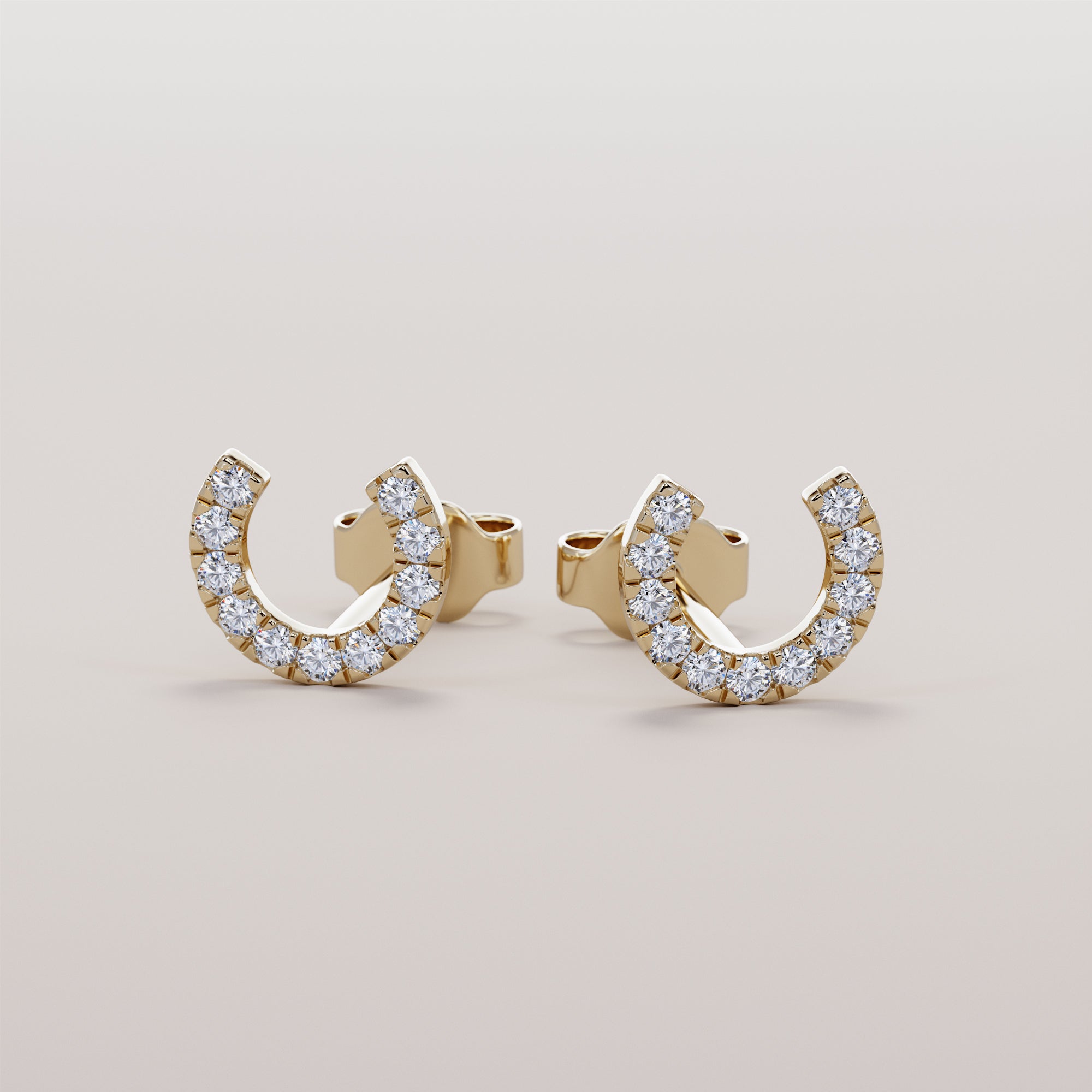 Hoof Earrings With White Diamonds - Gold