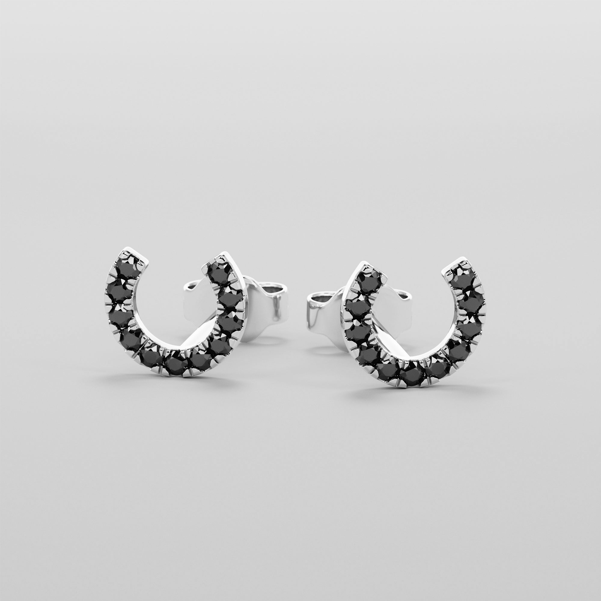 Hoof Earrings With Black Diamonds - Gold