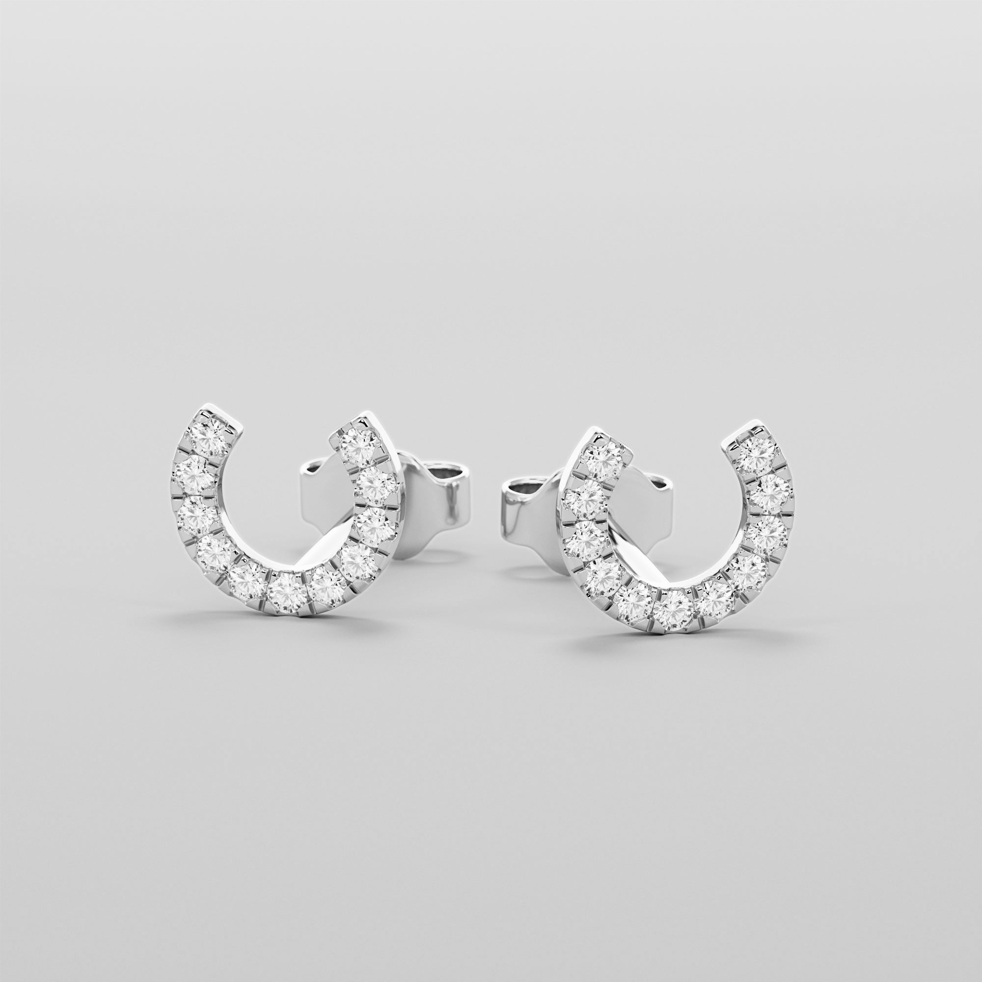 Hoof Earrings With White Diamonds - Gold