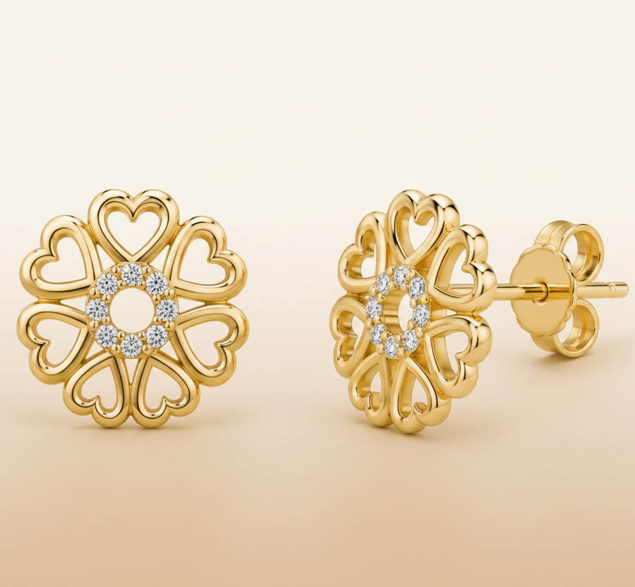 Solen Heart Spurs Stude Earrings