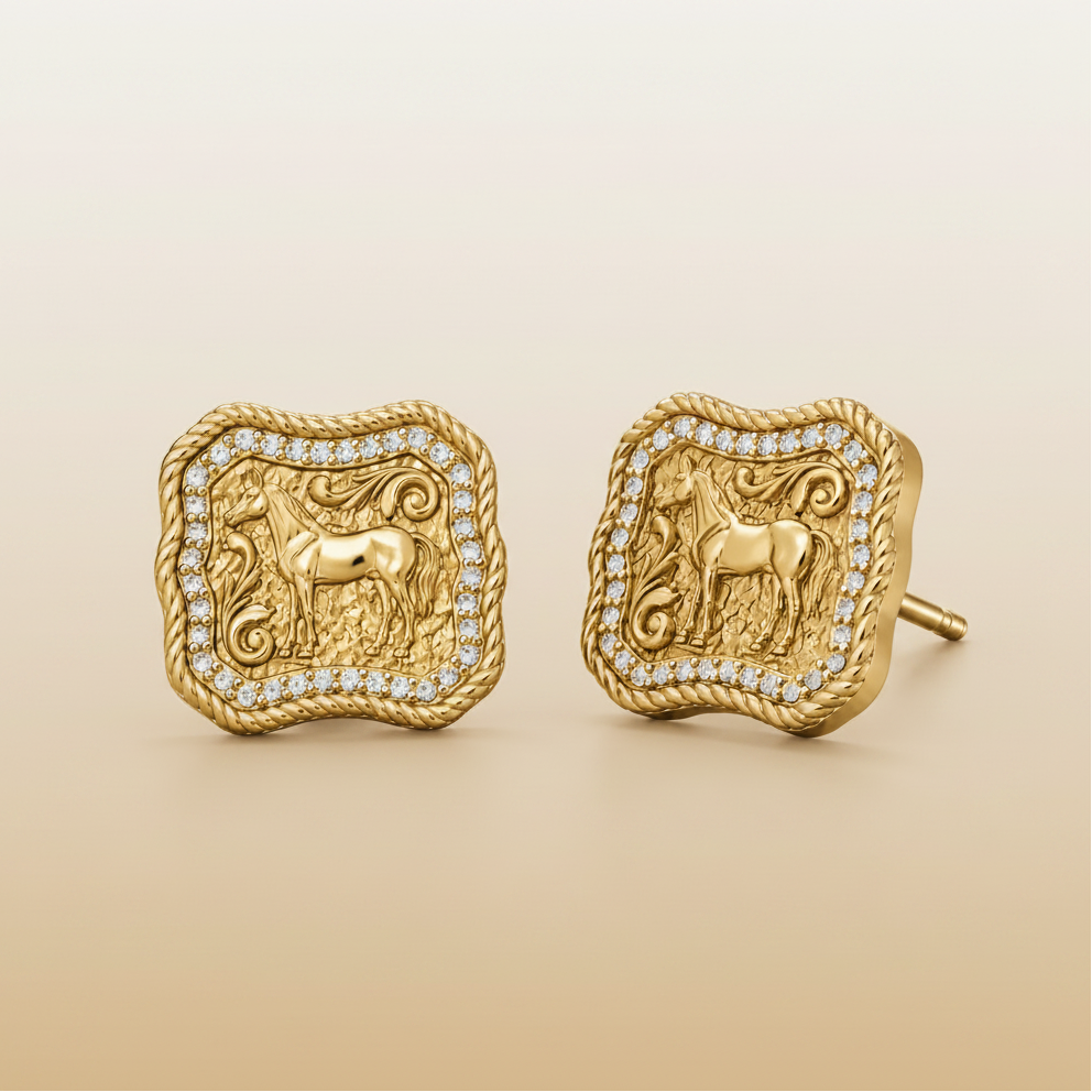 Auren Horse Buckle Stud Earrings