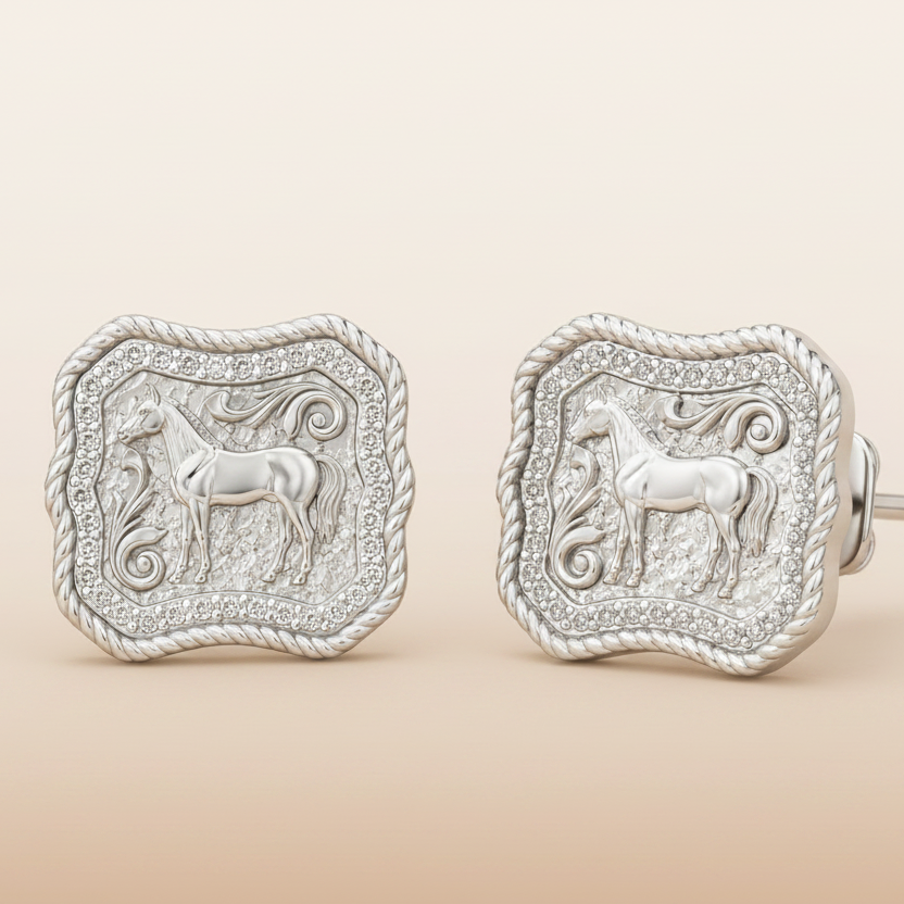 Auren Horse Buckle Stud Earrings