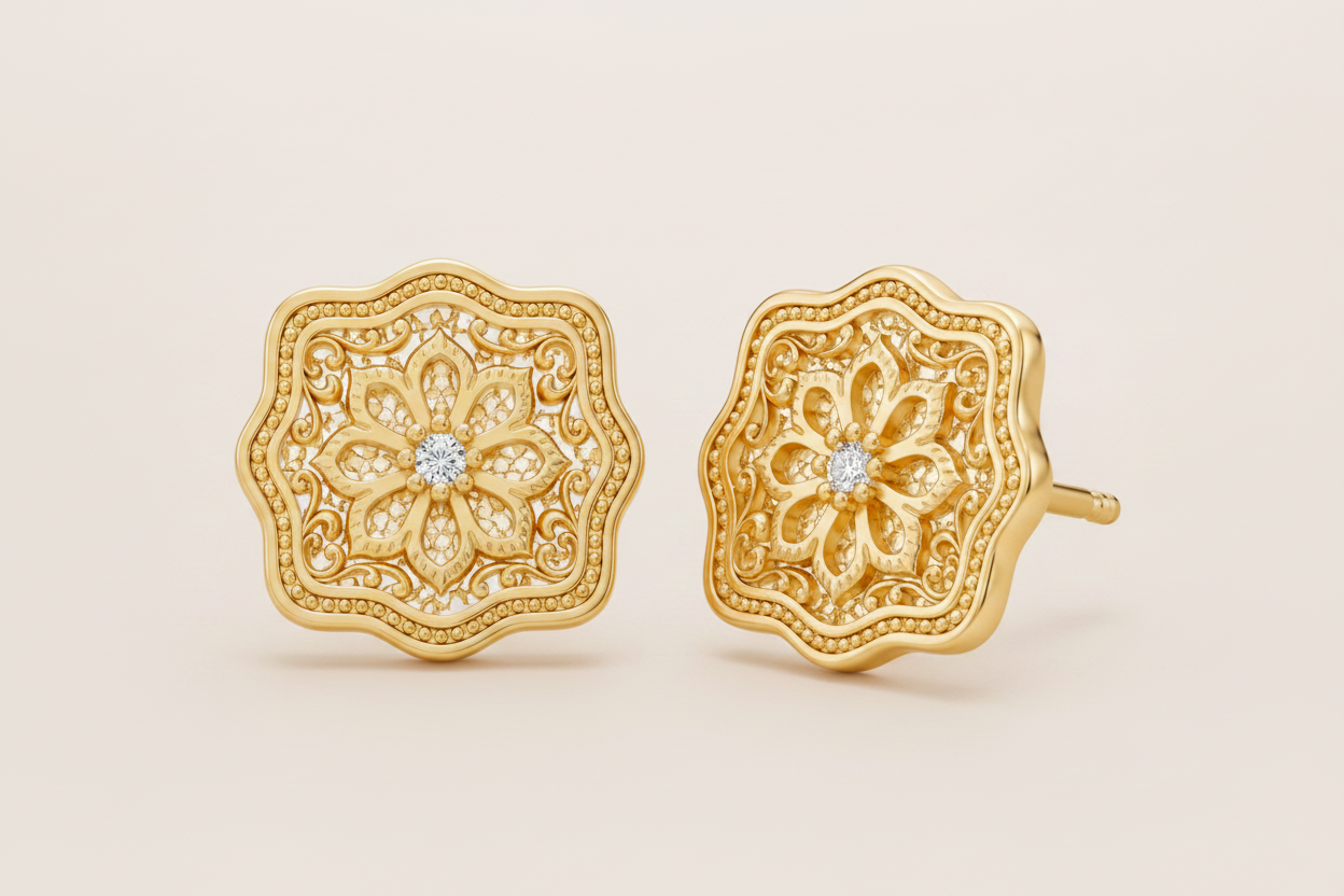 Auren Floral Buckle Stud Earrings