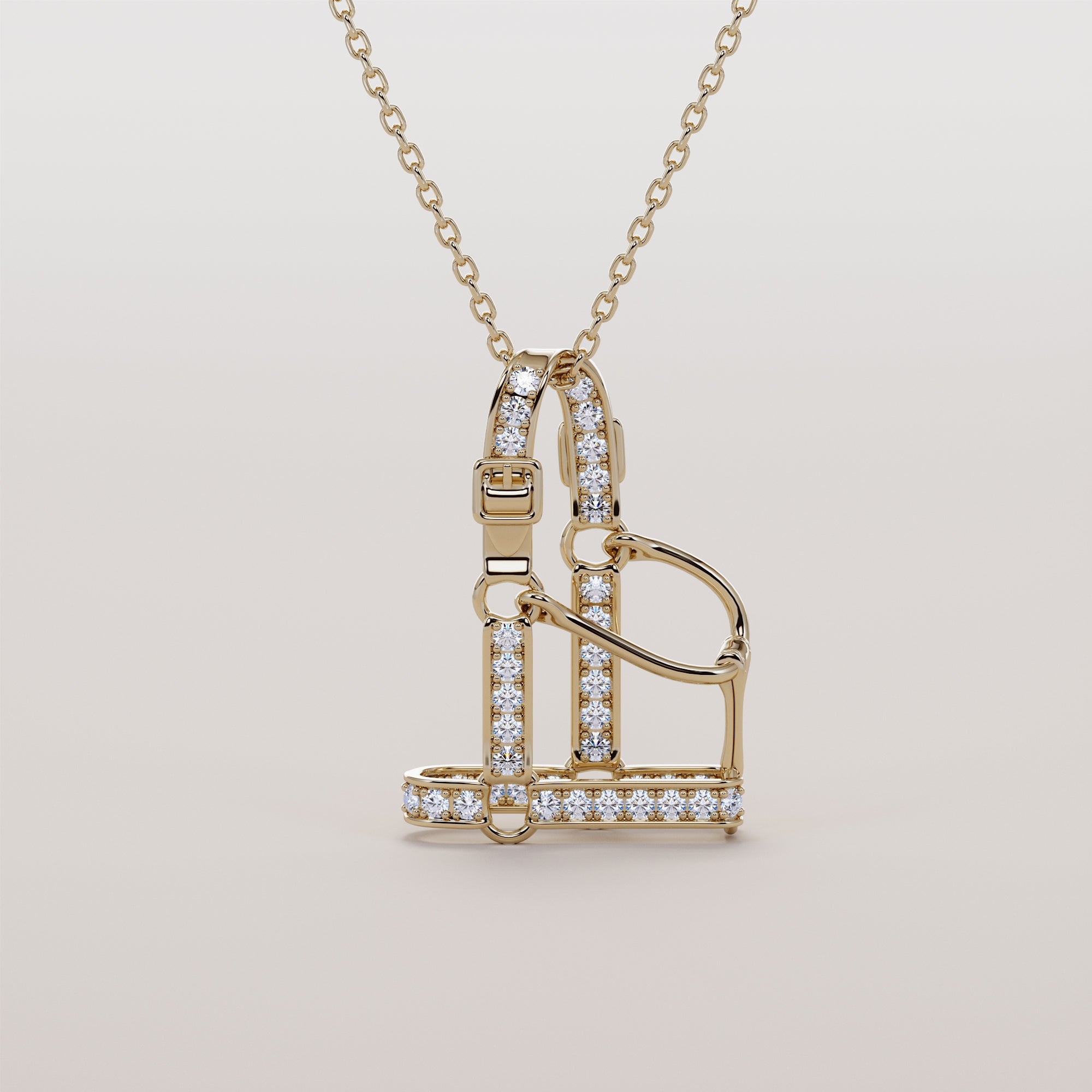 Halter Necklace With White Diamonds - Gold