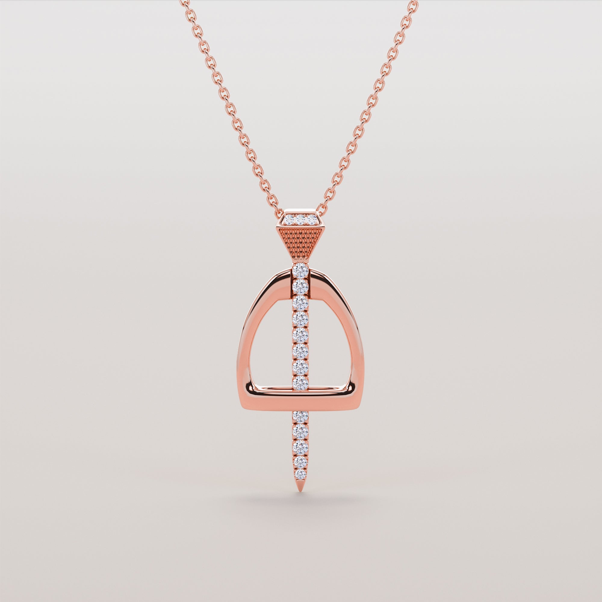 English Stirrups And Nail Necklace With White Diamonds - Gold