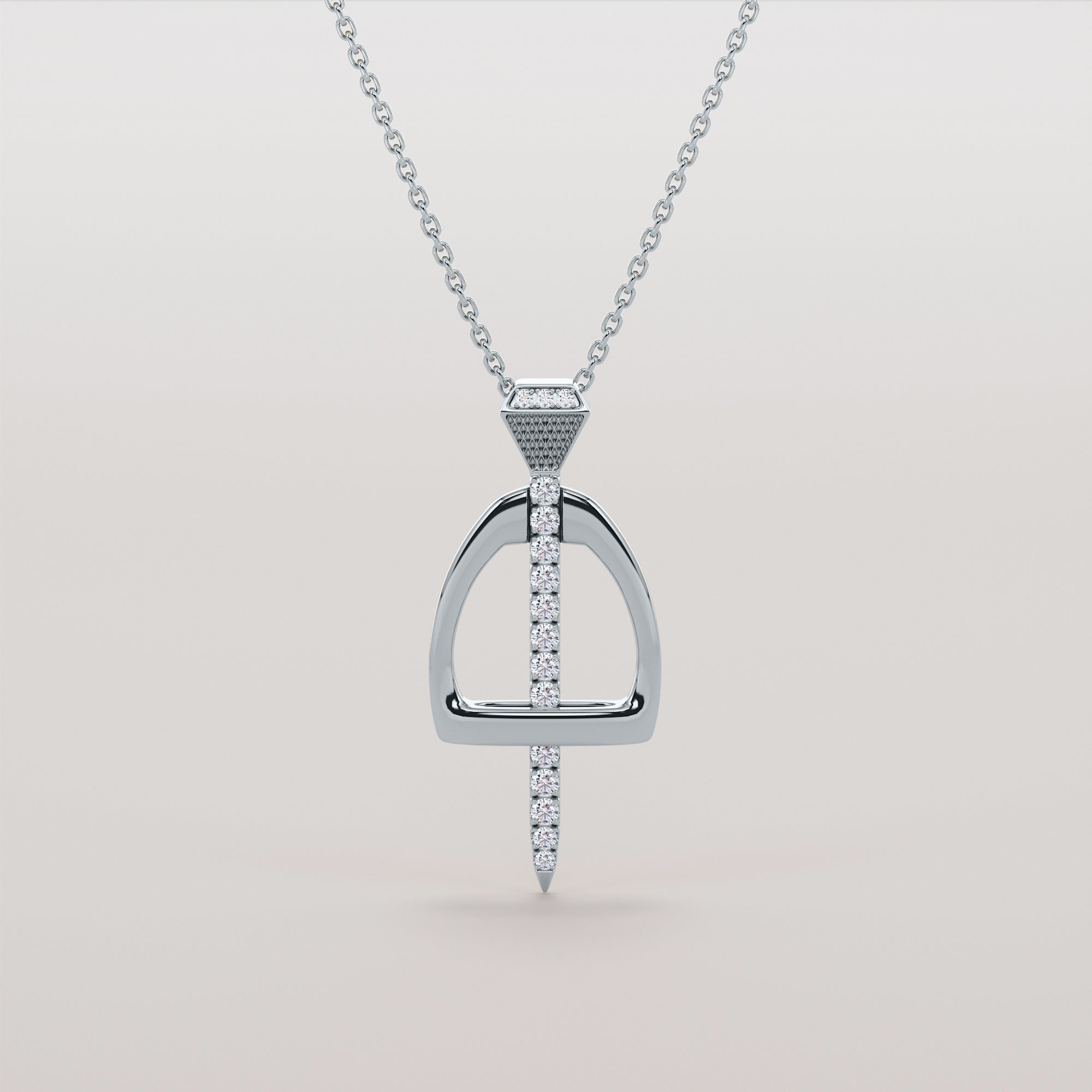 English Stirrups And Nail Necklace With White Diamonds - Gold