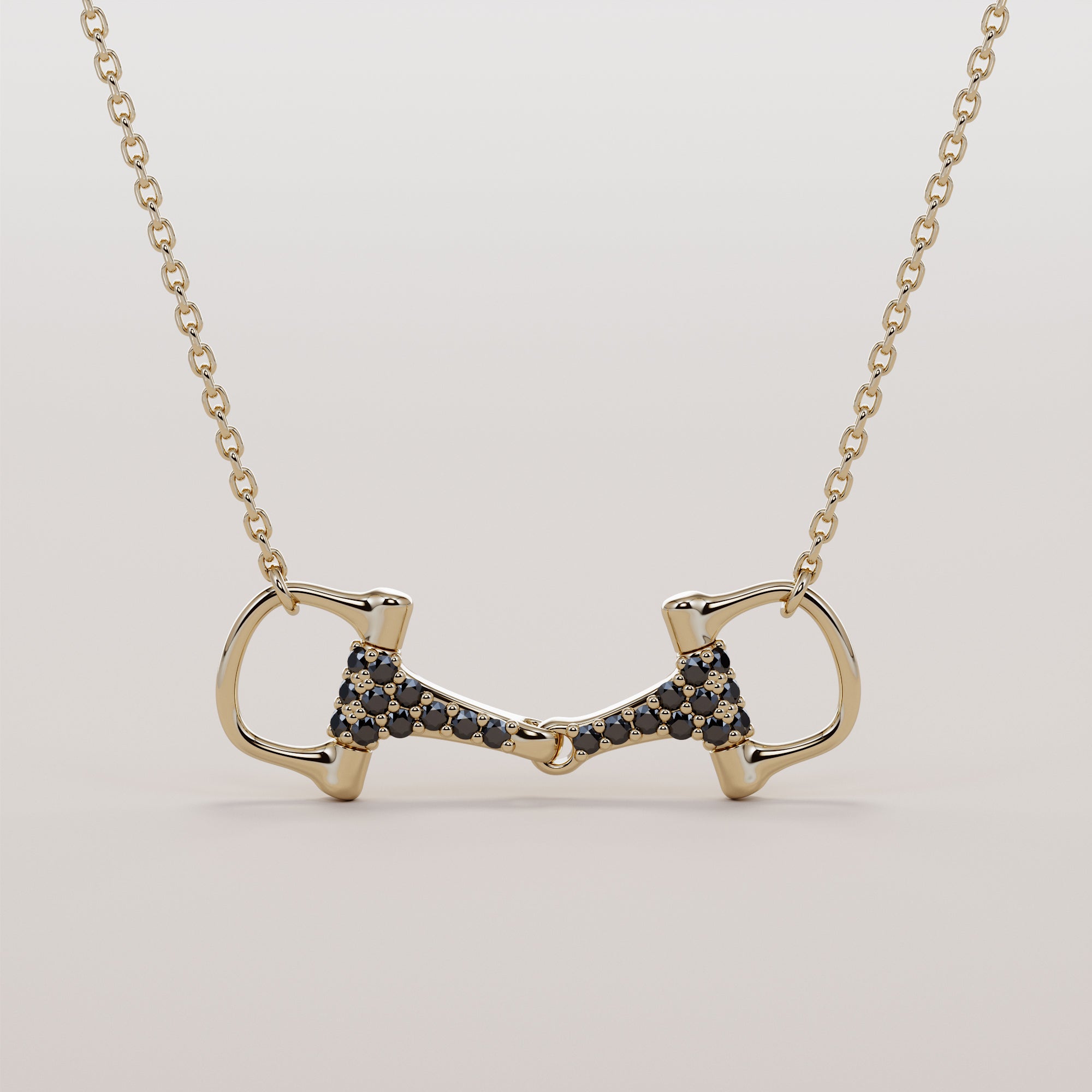 Bit Necklace With Black Diamonds - Gold