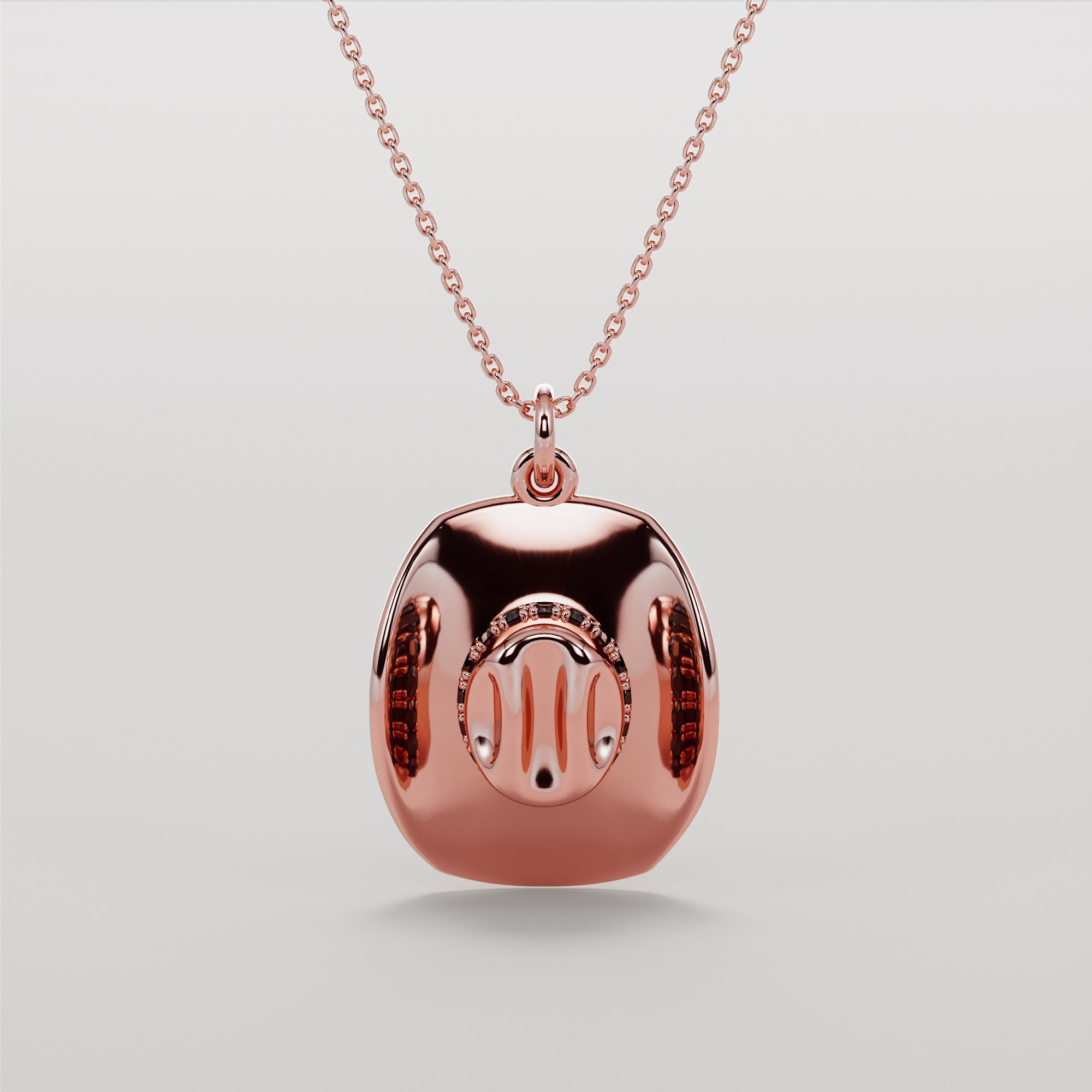 Cowboy Hat Necklace With Black Diamonds - Gold