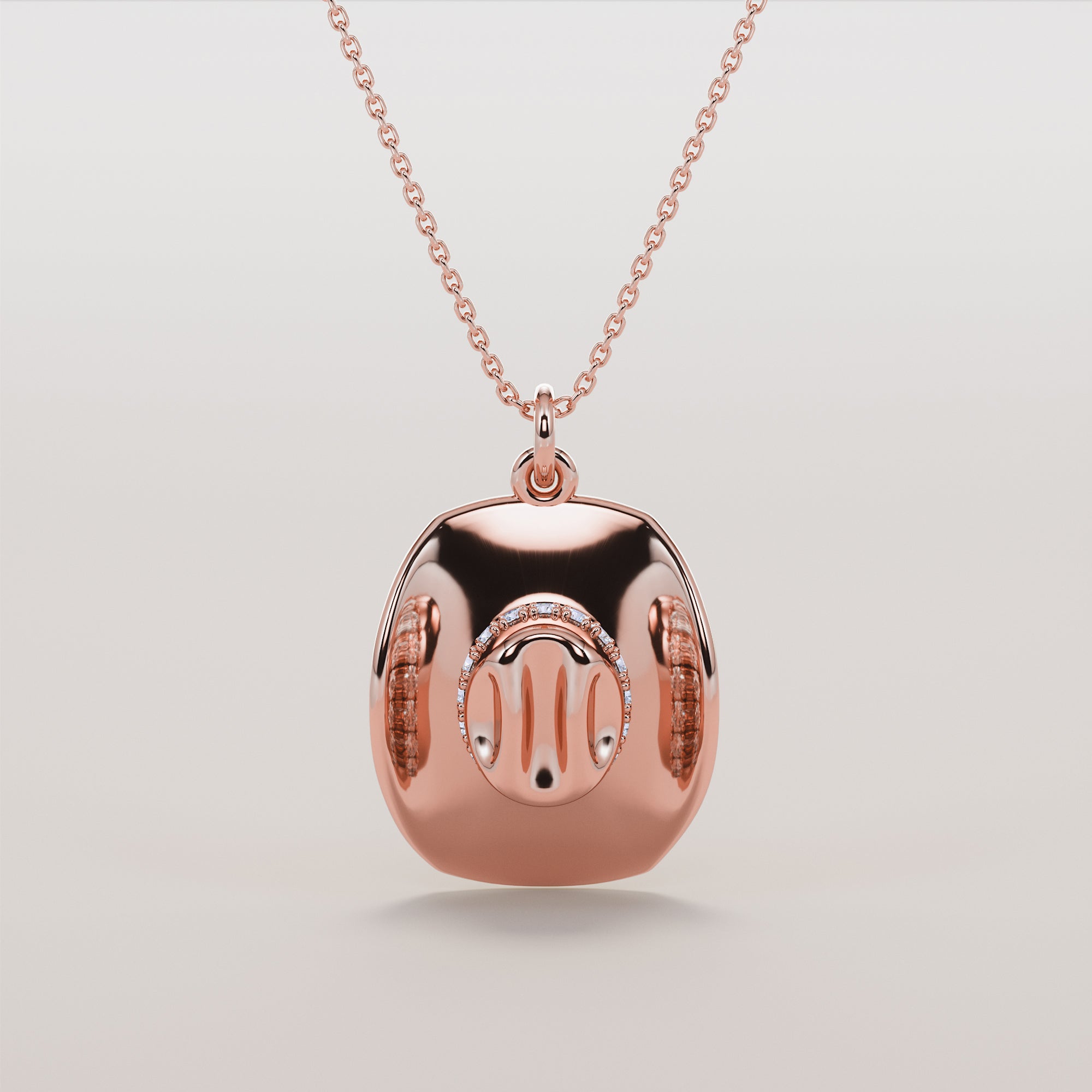 Cowboy Hat Necklace With White Diamonds - Gold