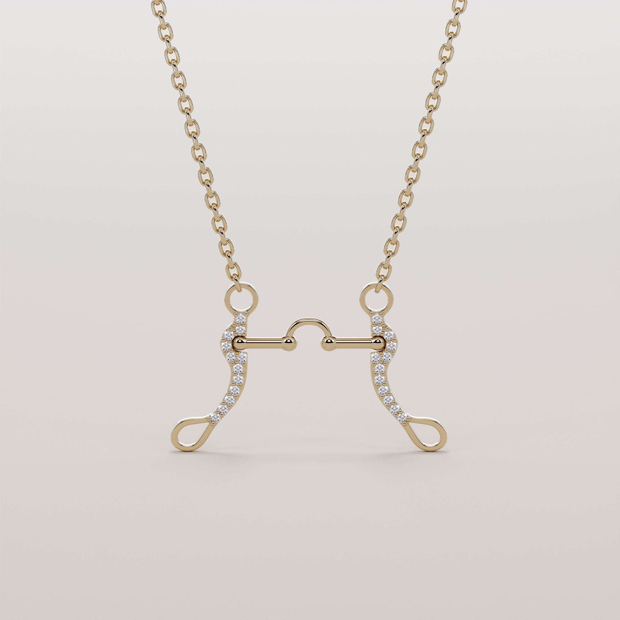 Korkshin Bit Necklace With White Diamonds - Gold