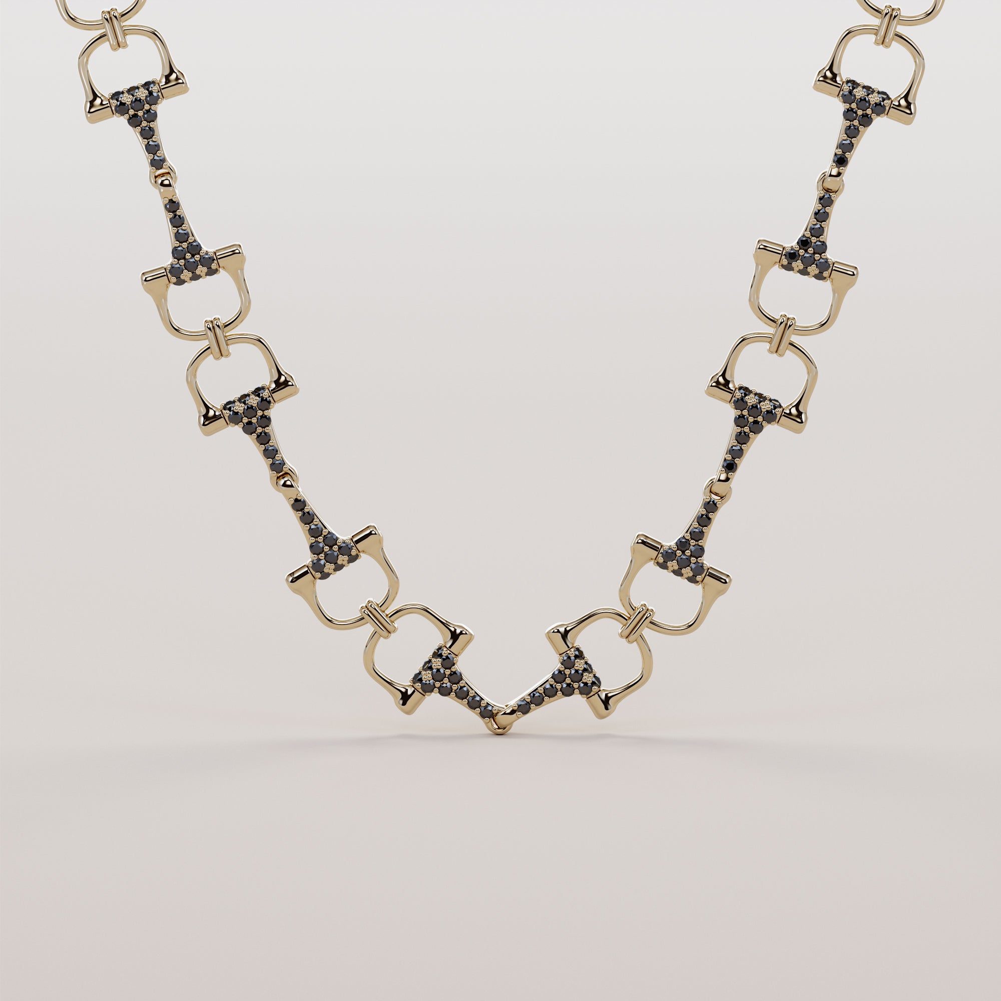 Bits Necklace With Black Diamonds - Gold