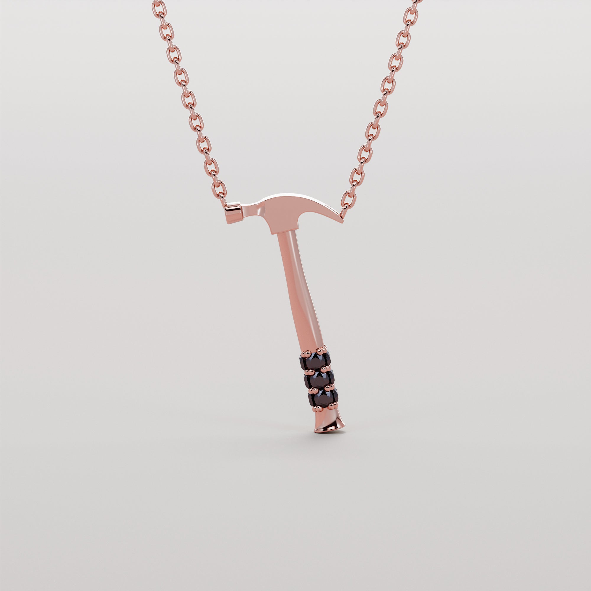 Farrier Hammer Necklace With Black Diamond - Gold