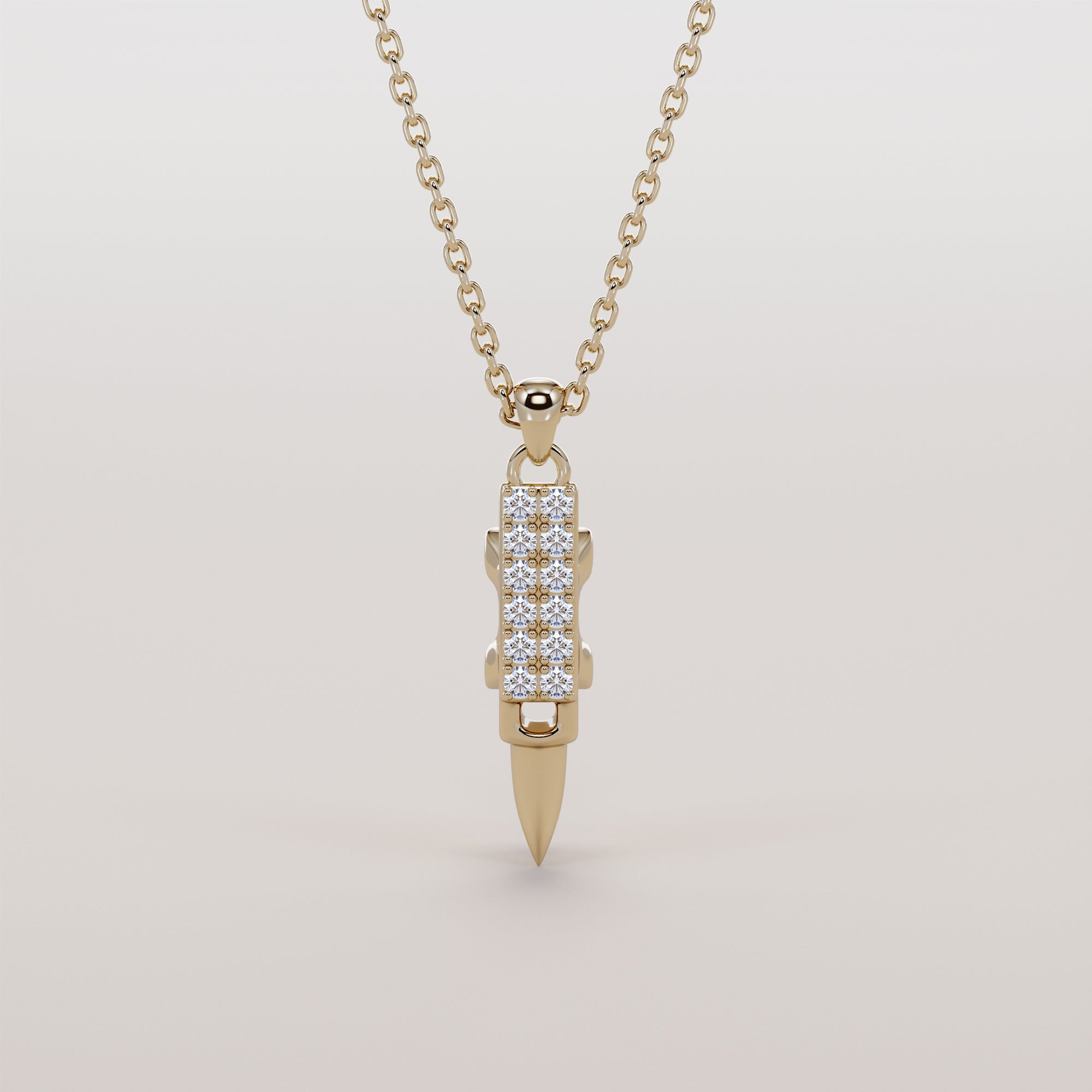 Anvil Necklace With White Diamonds - Gold