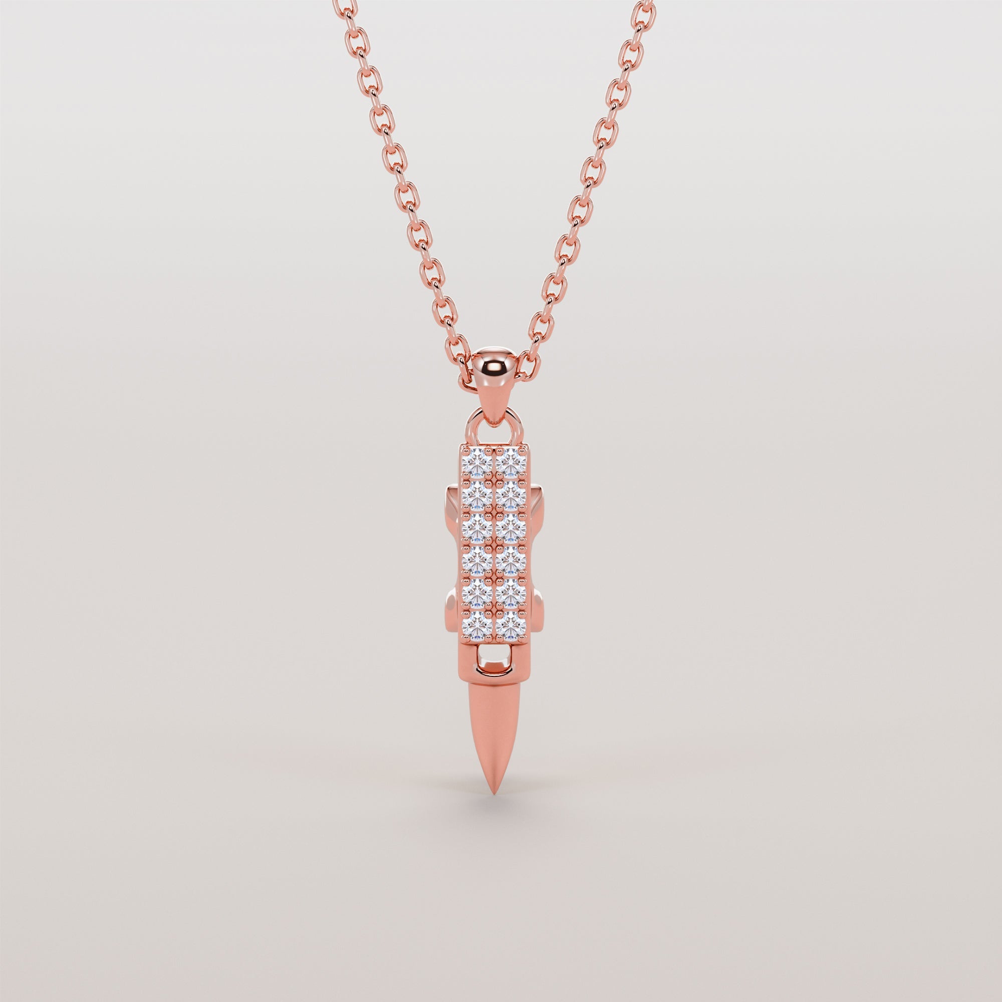 Anvil Necklace With White Diamonds - Gold