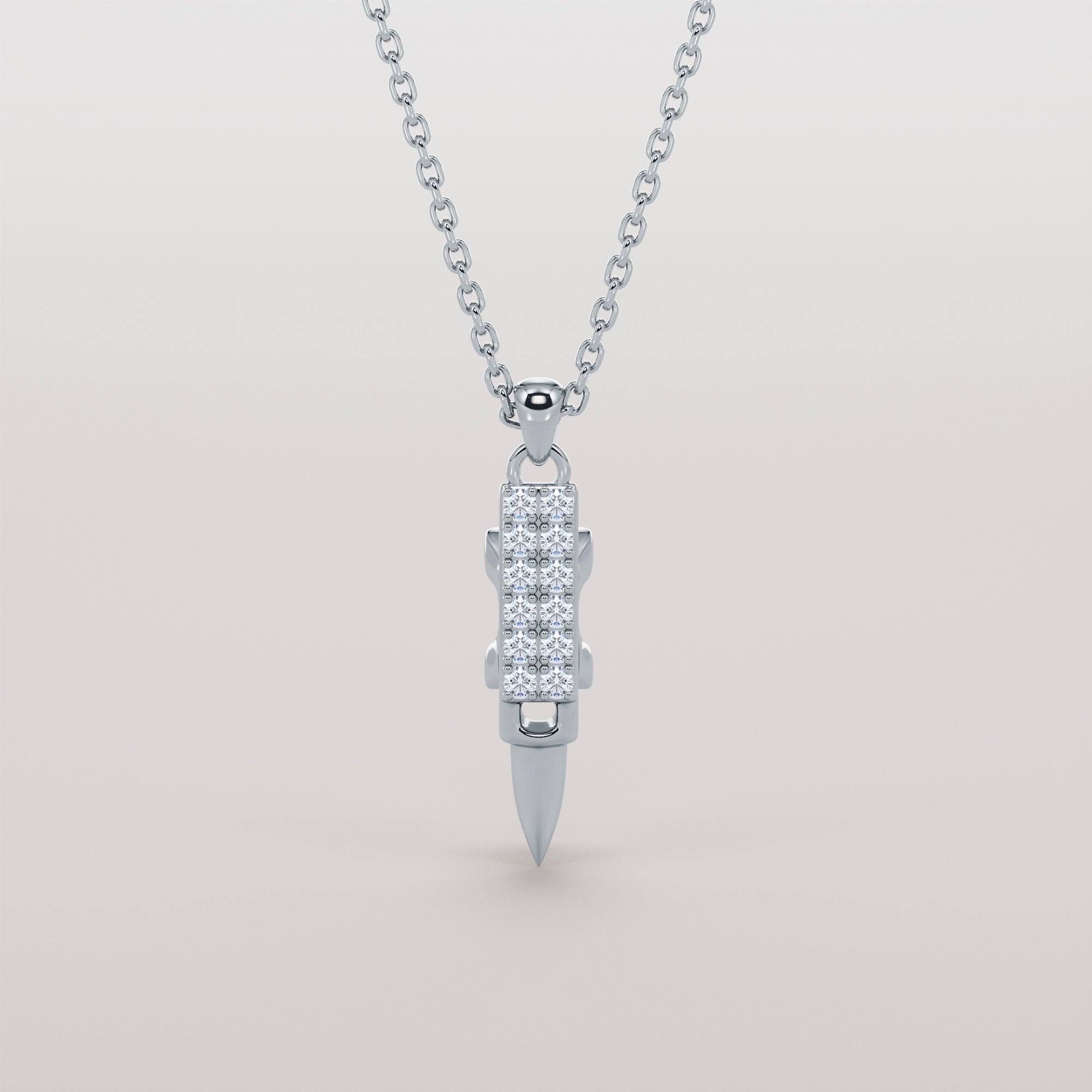 Anvil Necklace With White Diamonds - Gold