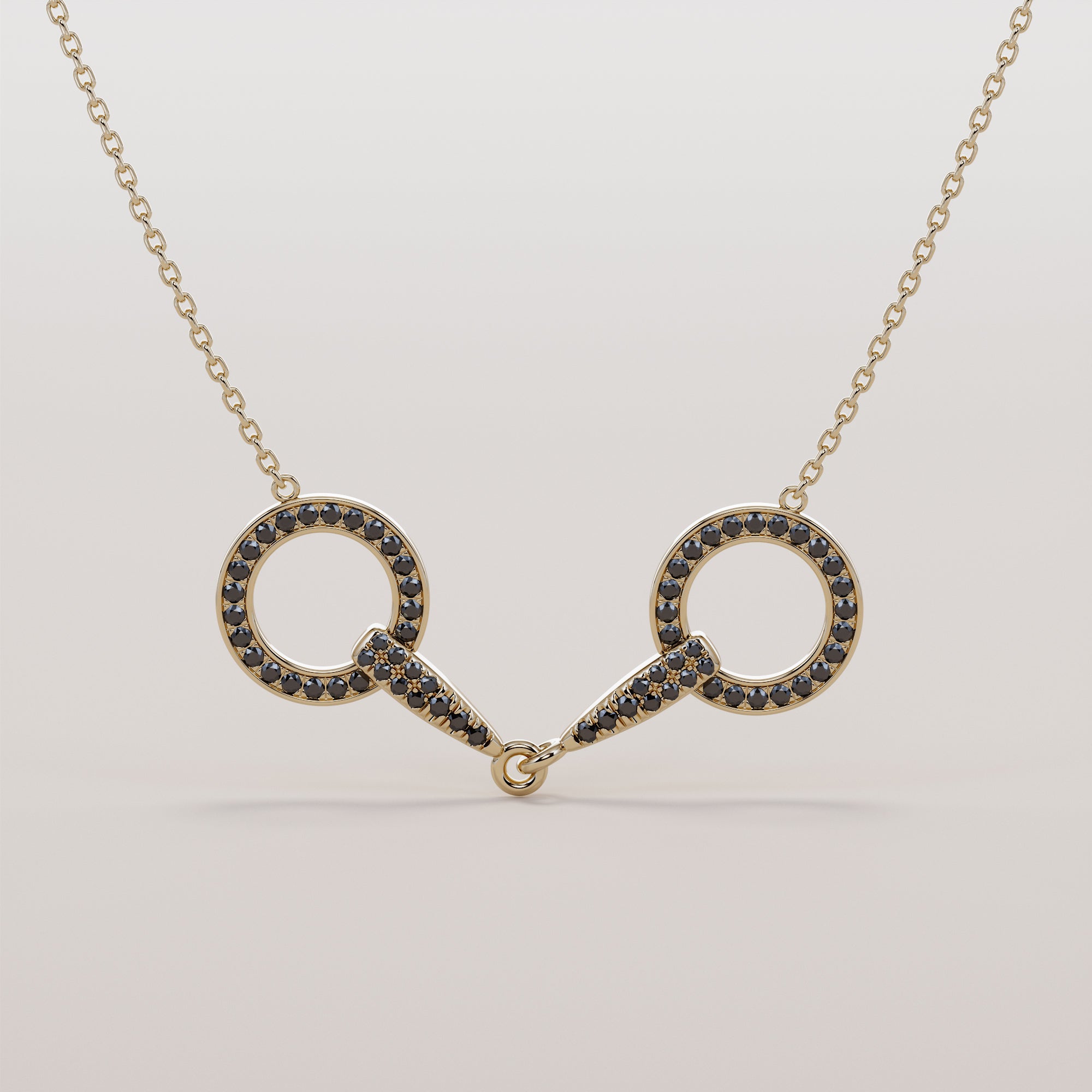 Bit O Necklace With Black Diamonds - Gold