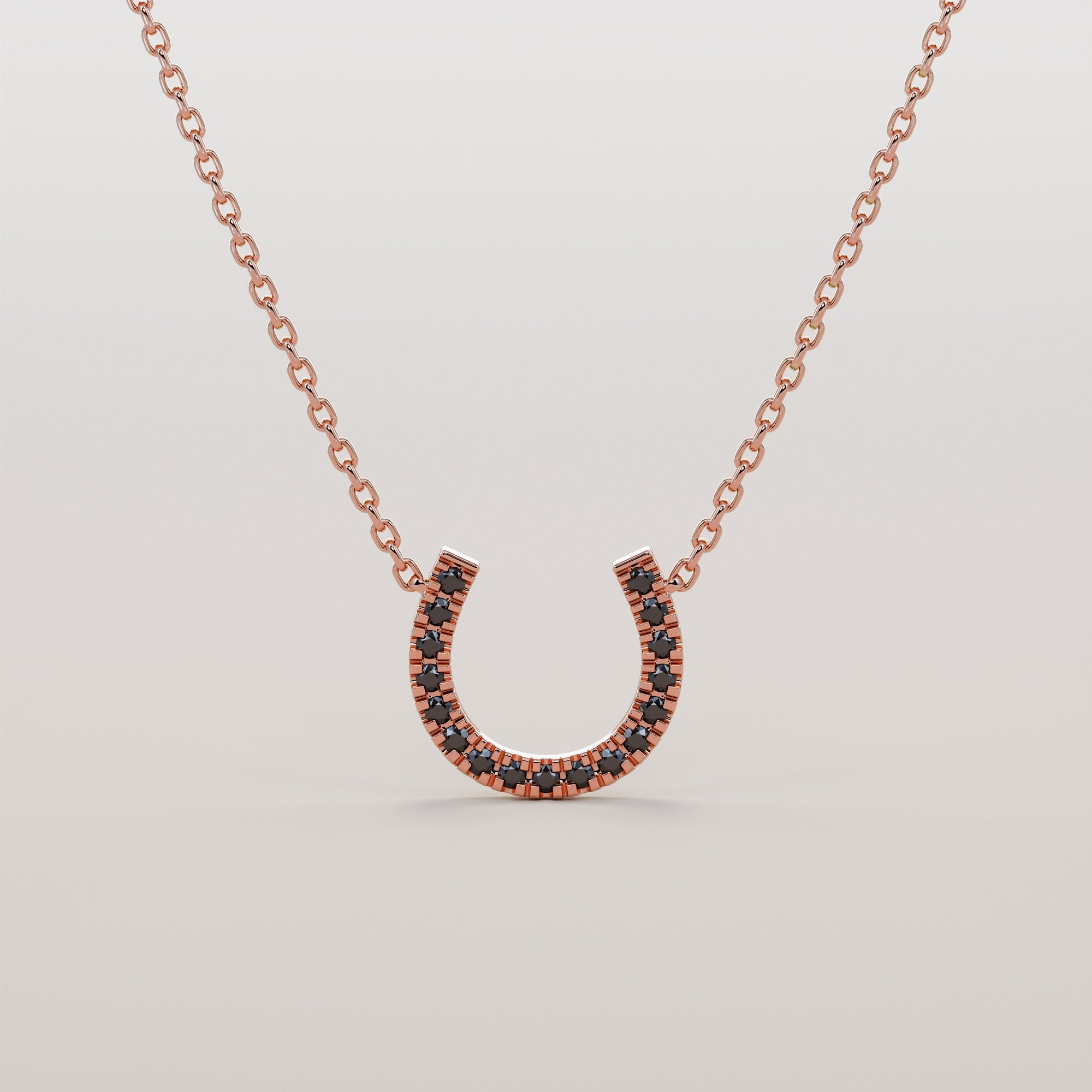 Hoof Necklace With Black Diamonds - Gold