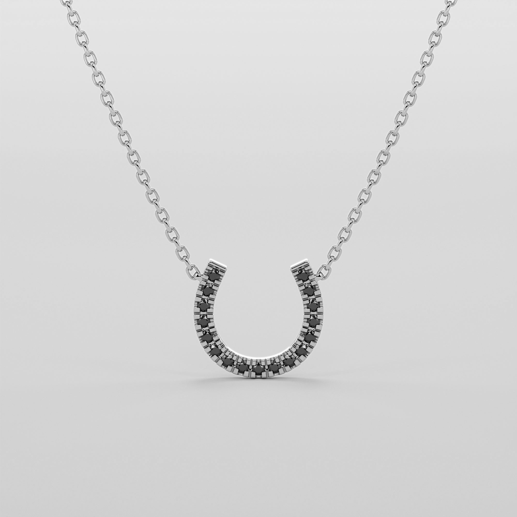 Hoof Necklace With Black Diamonds - Gold