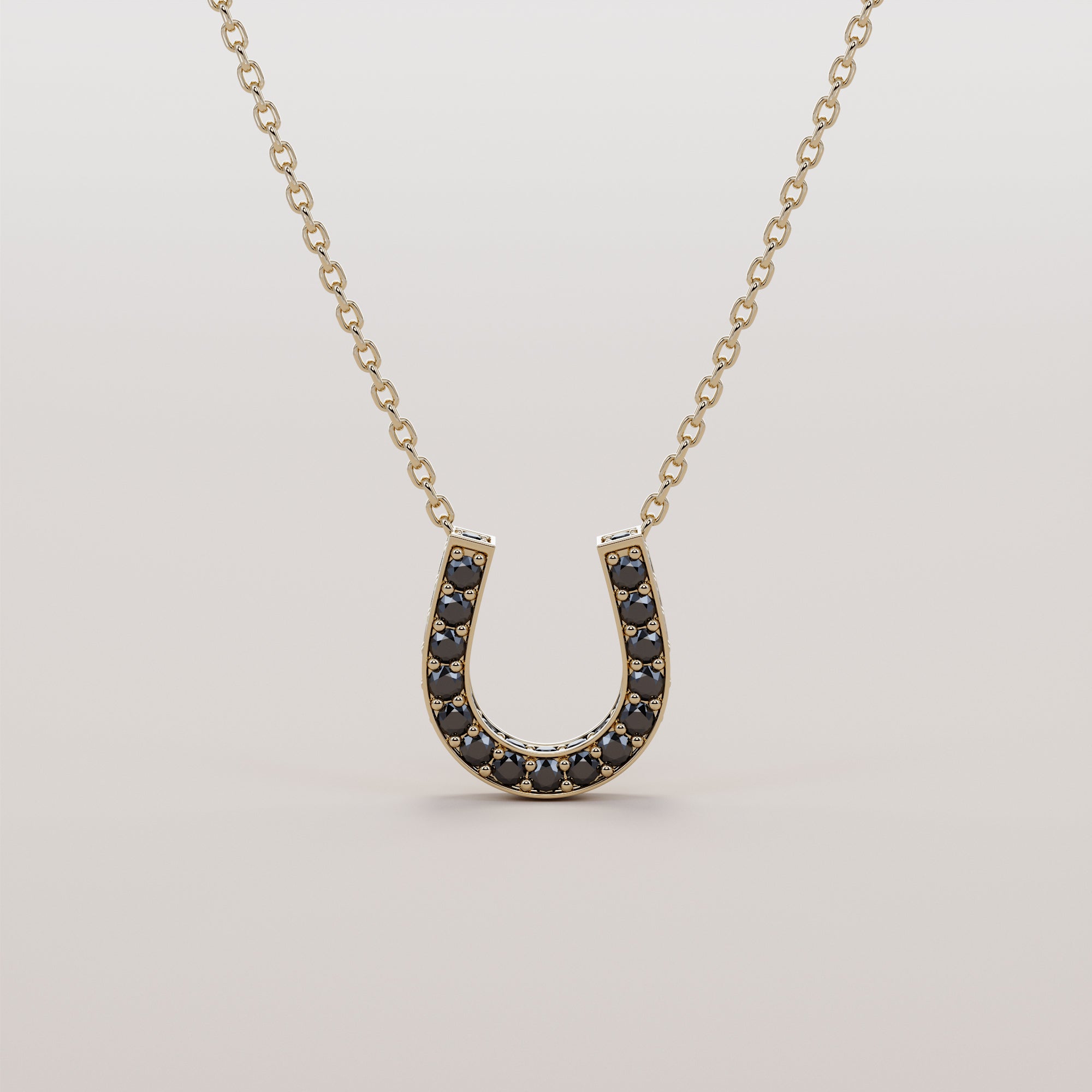 Hoof Necklace With Black Diamond Sides - Gold