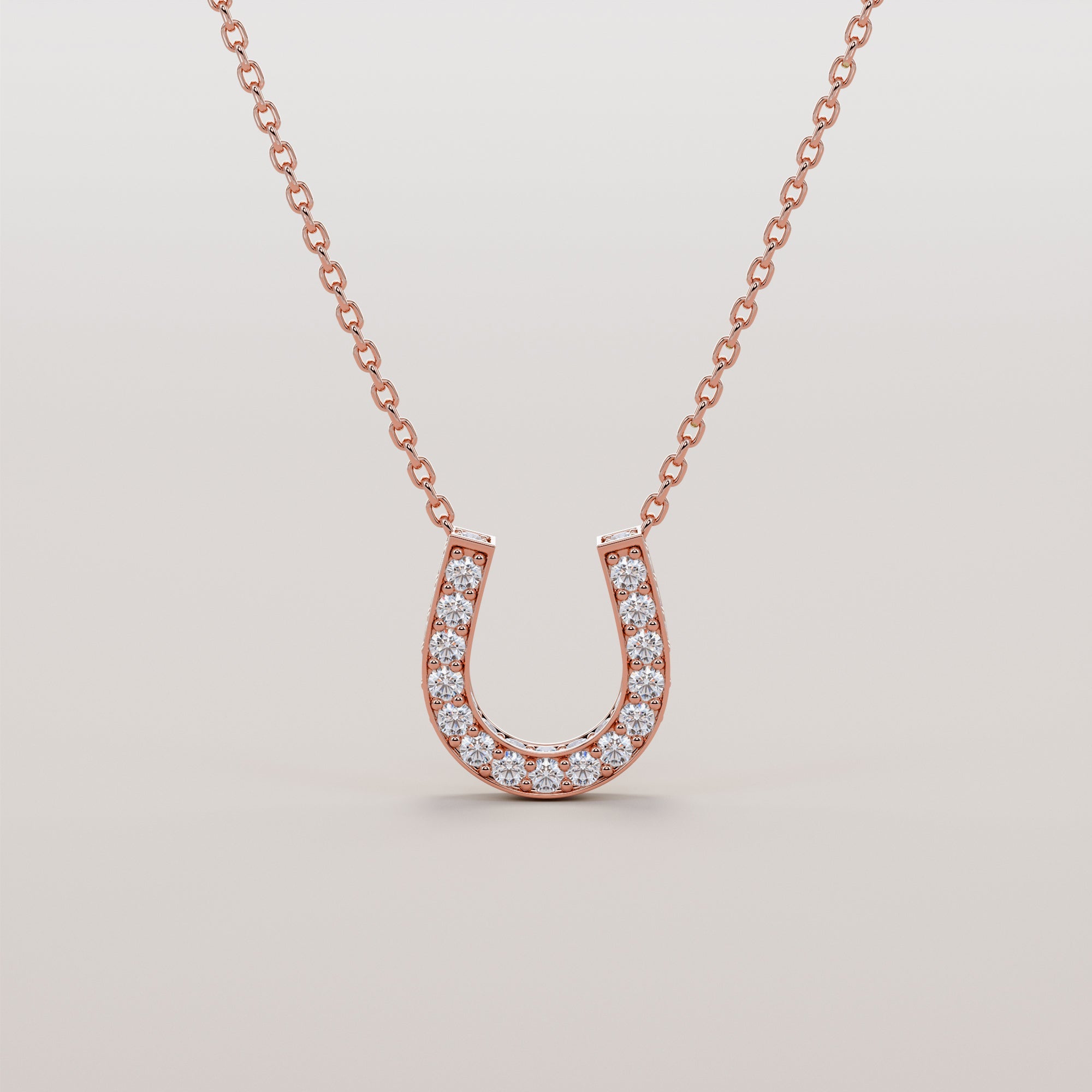 Hoof Necklace With White Diamond Sides - Gold