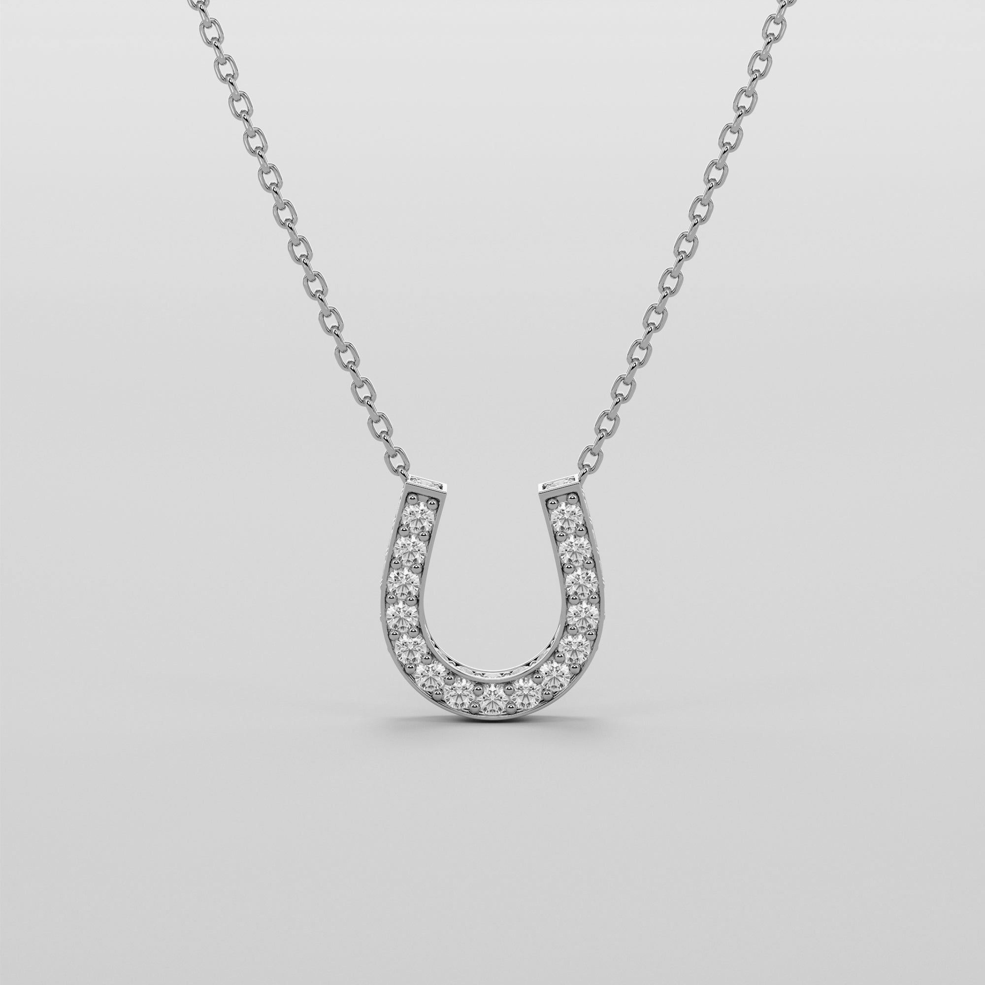 Hoof Necklace With White Diamond Sides - Gold