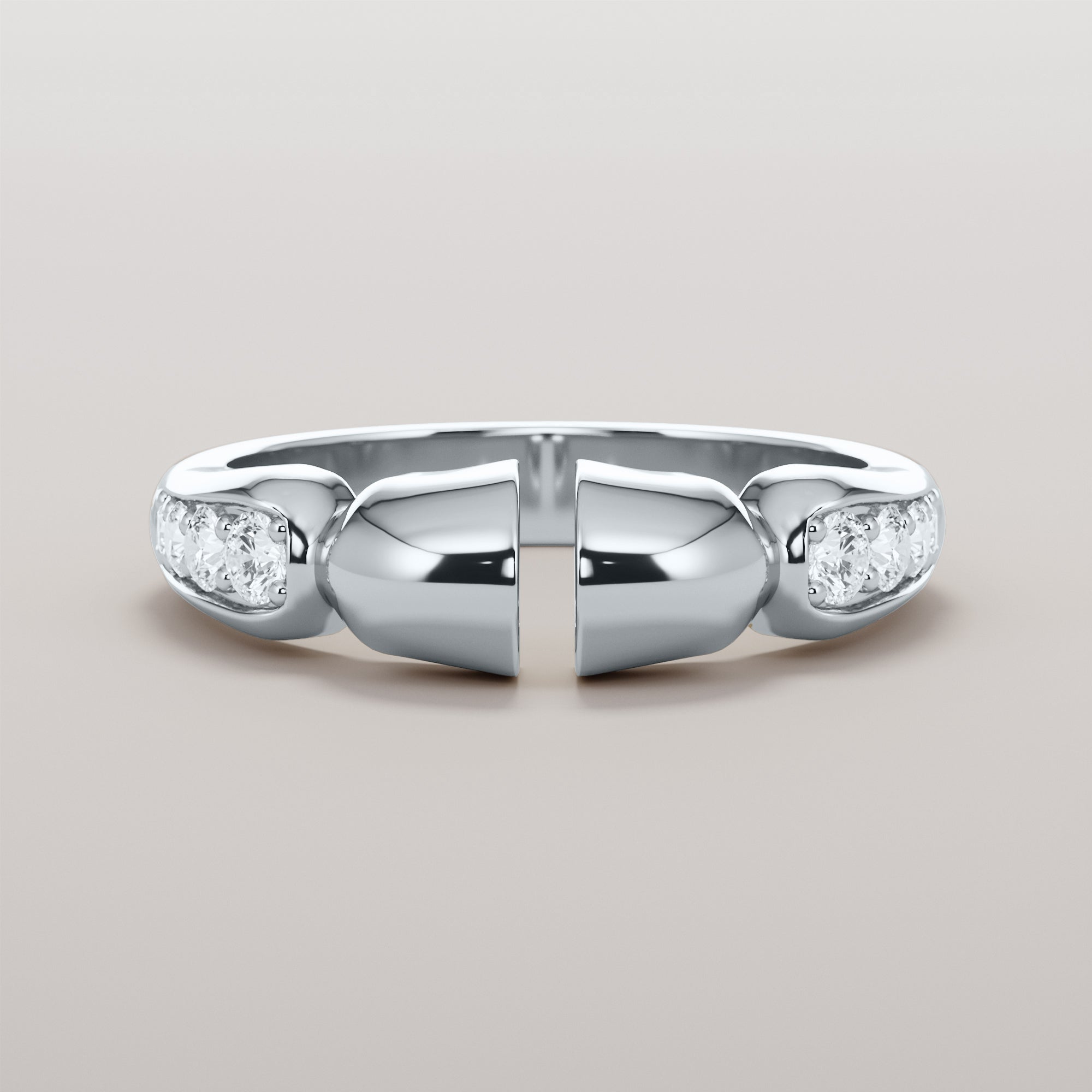 Horse Leg Ring With White Diamonds - Gold