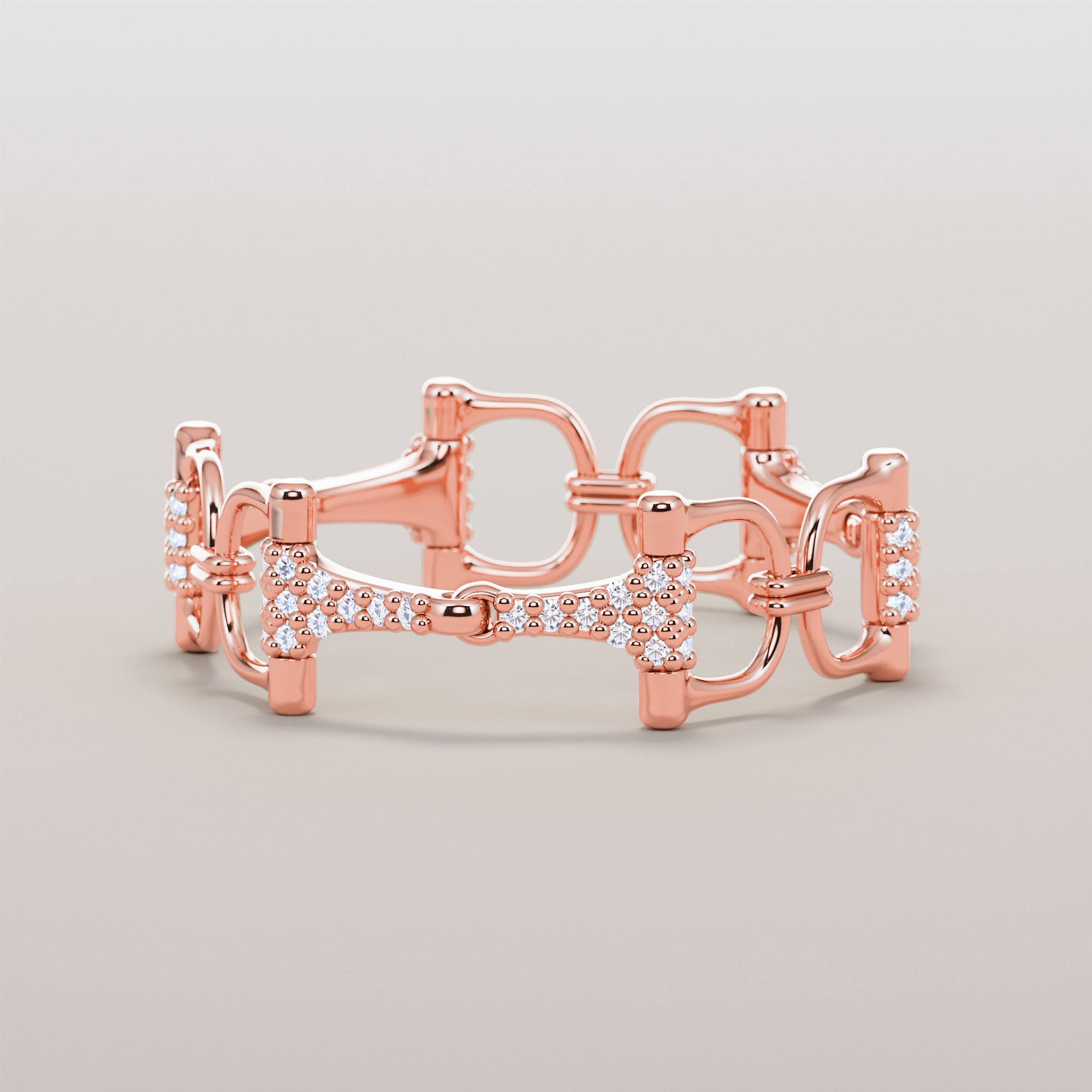 Bits Ring With White Diamonds - Gold