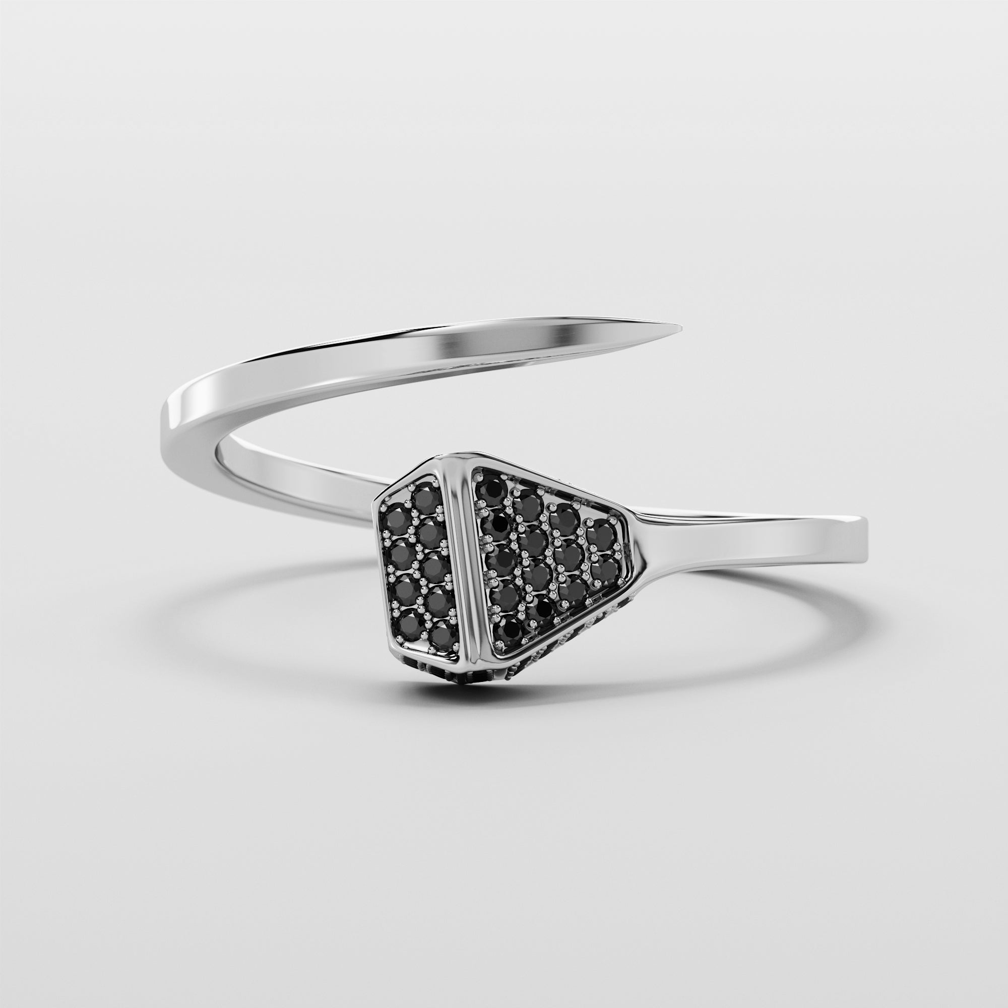 Nail Ring With Black Head Diamonds - Gold