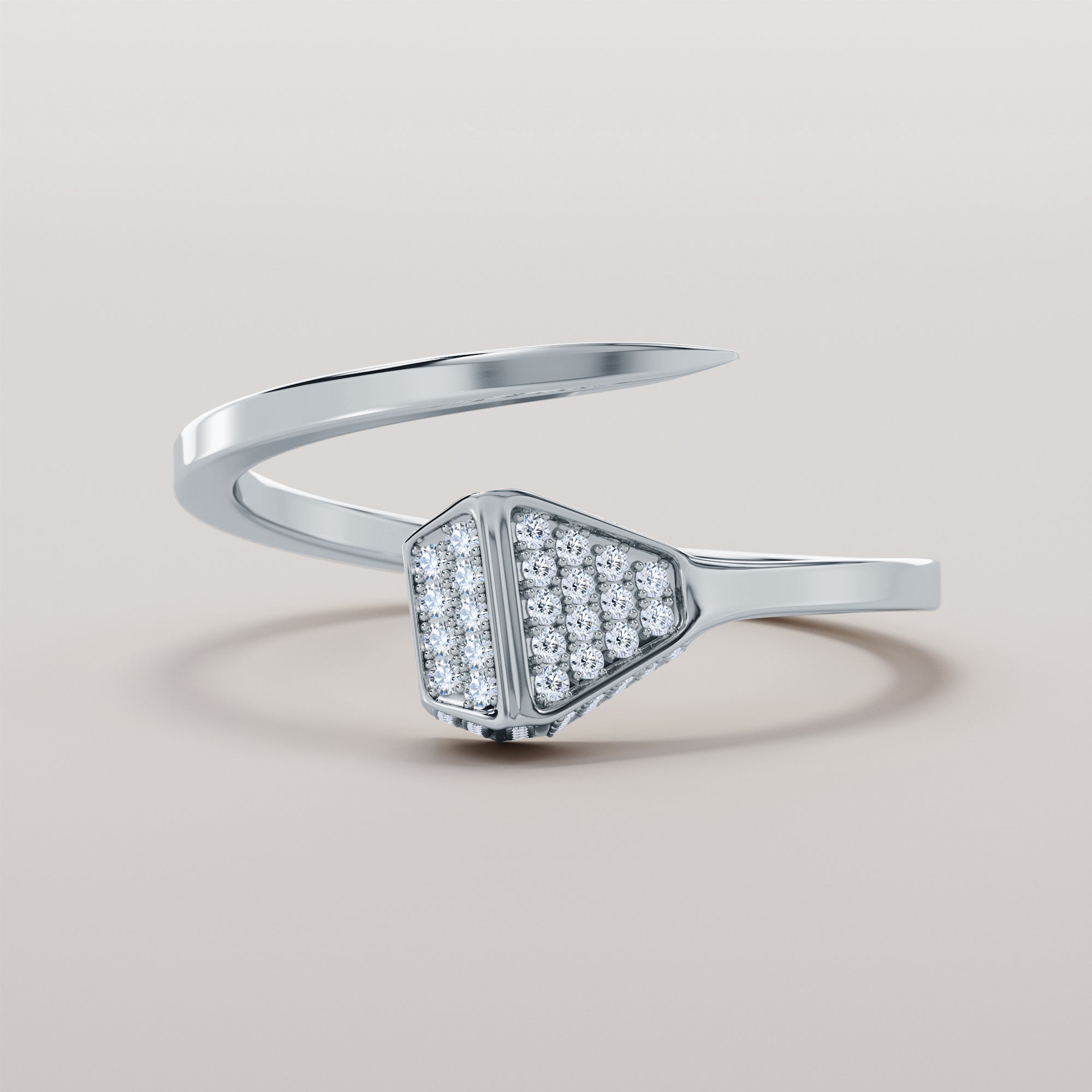 Nail Ring With White Head Diamonds - Gold