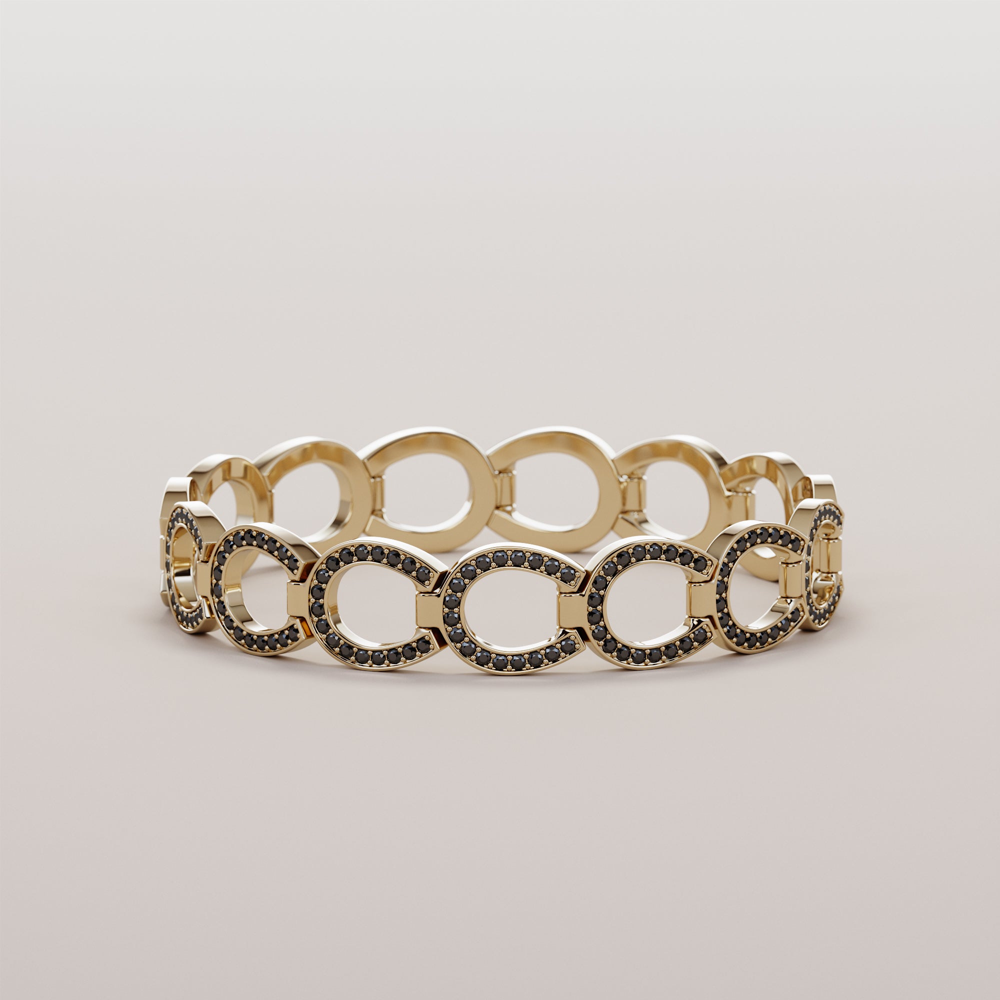 Hoofs Ring With Black Diamonds - Gold