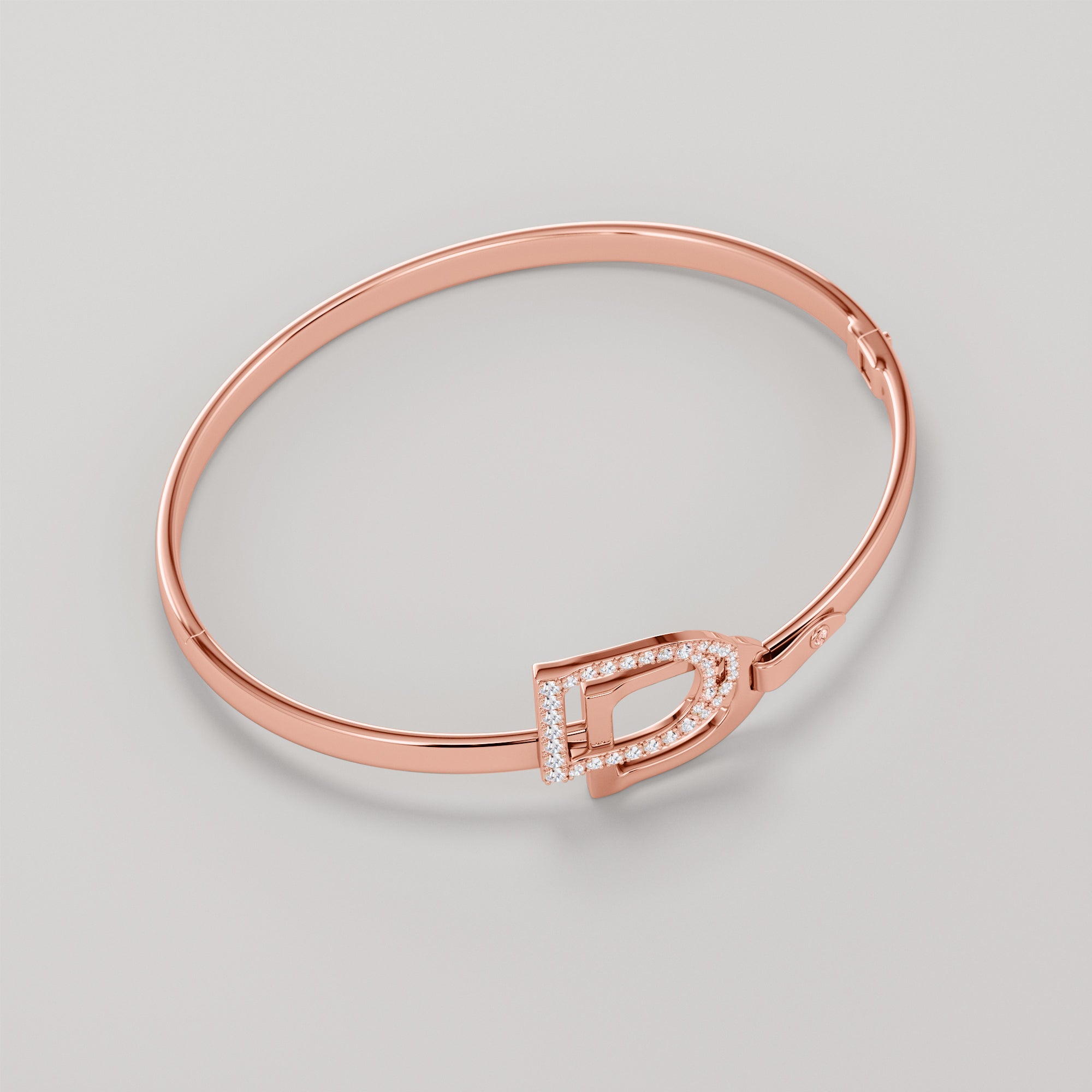 English Stirrups Bracelet With White Diamonds - Gold