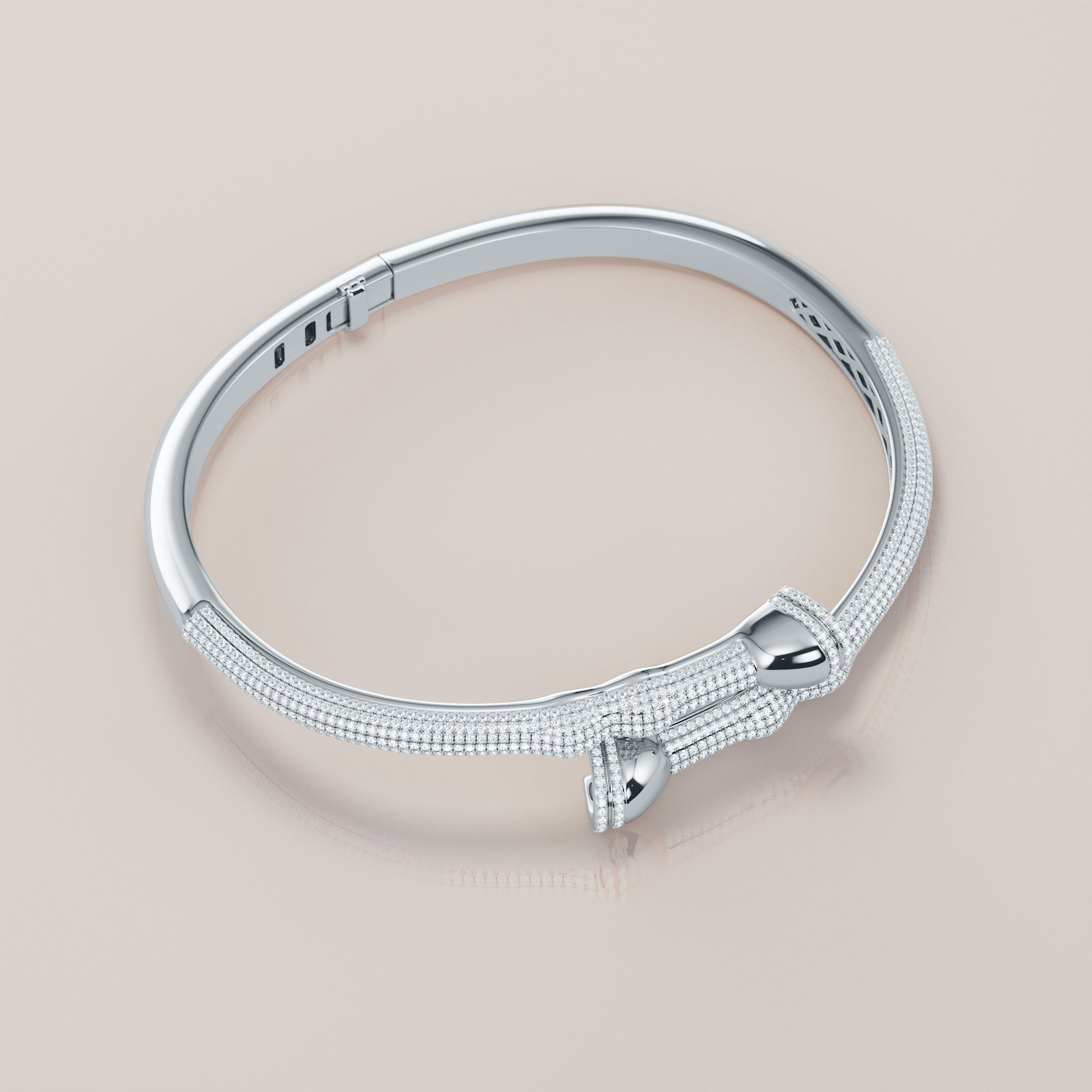 Horse Leg Bracelet With White Diamonds - Gold