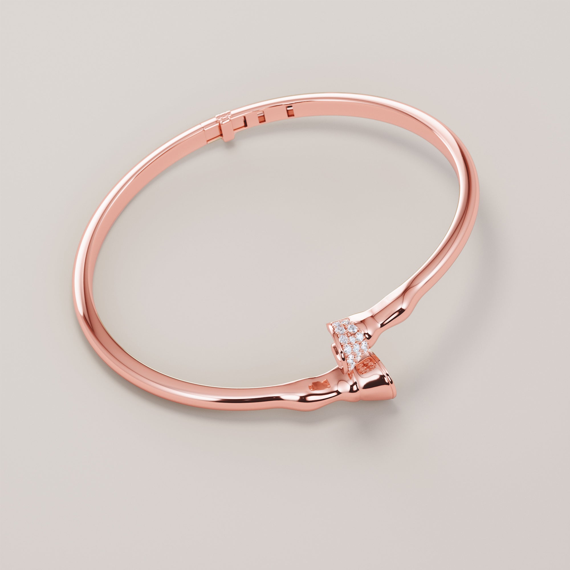 Horse Leg Bracelet With Hoof  White Diamonds - Gold