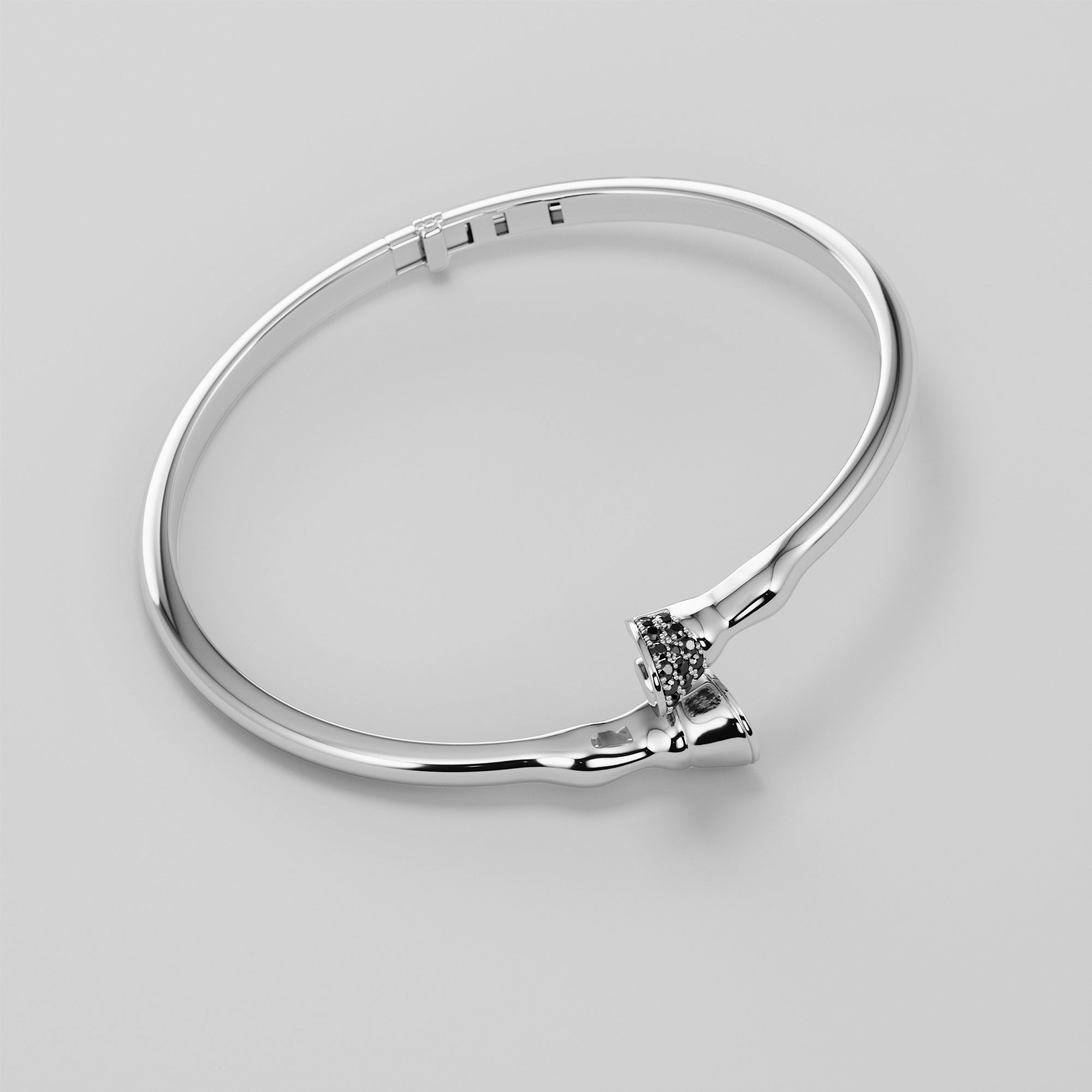 Horse Leg Bracelet With Hoof  Black Diamonds - Gold