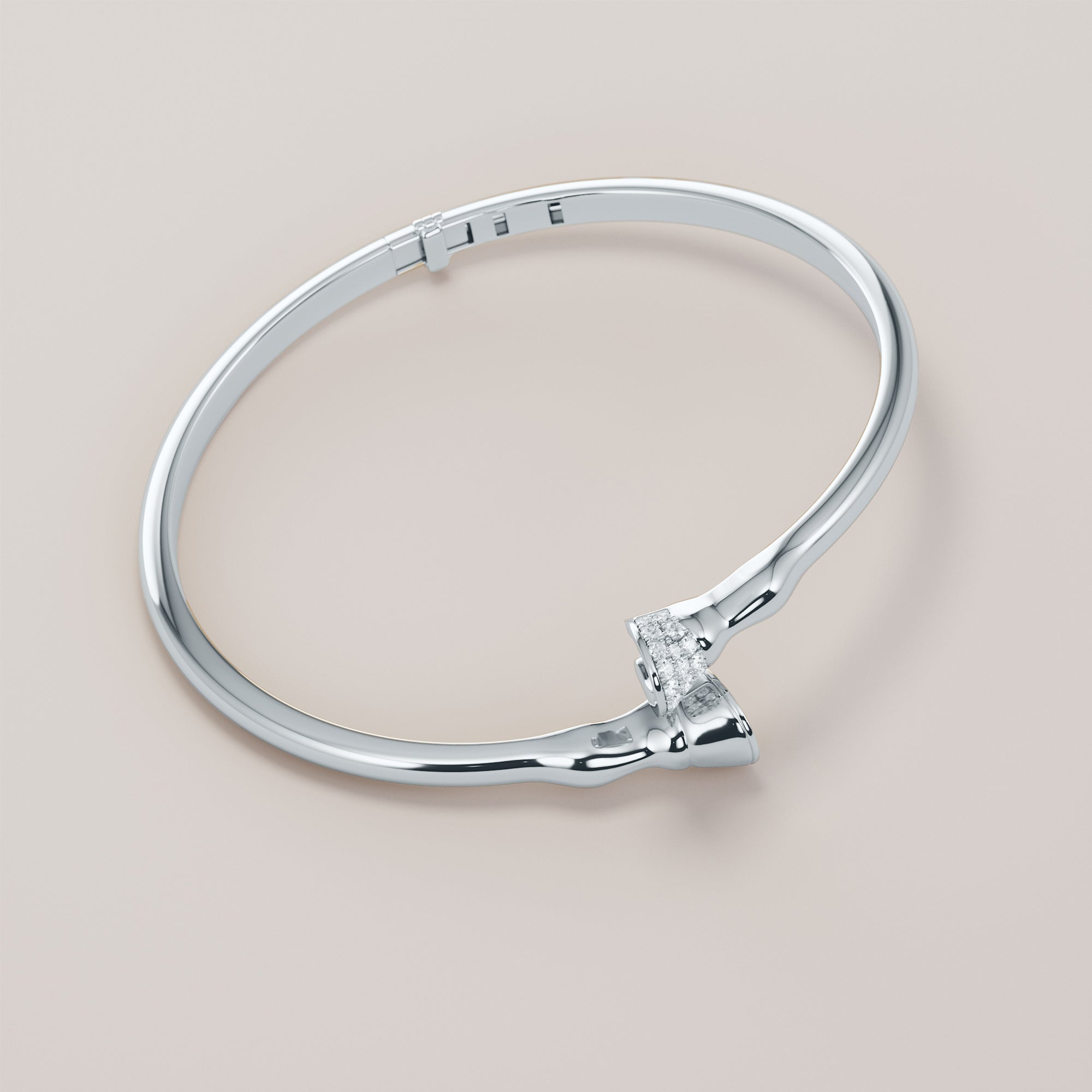 Horse Leg Bracelet With Hoof  White Diamonds - Gold