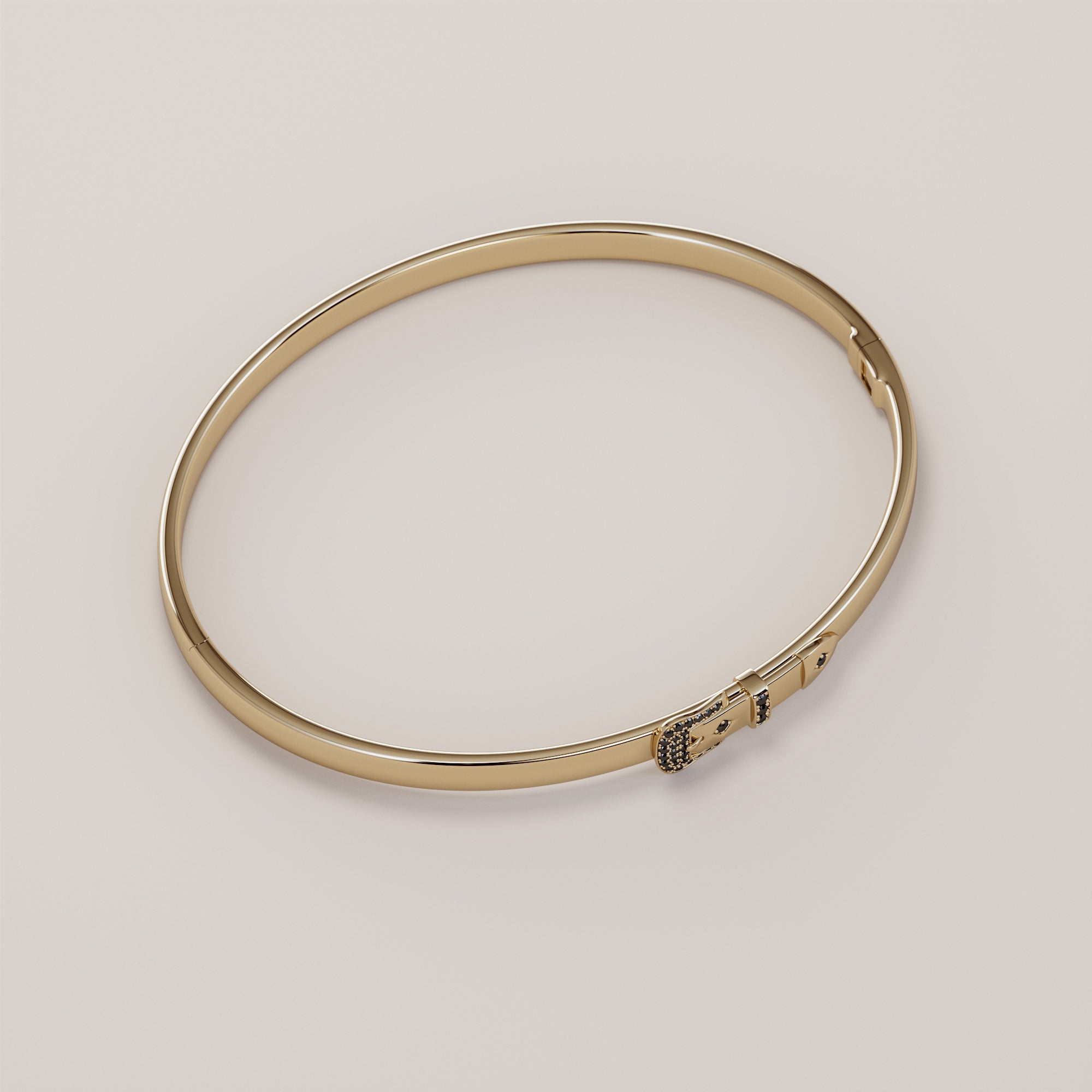 Belt Bracelet With Black Diamonds - Gold