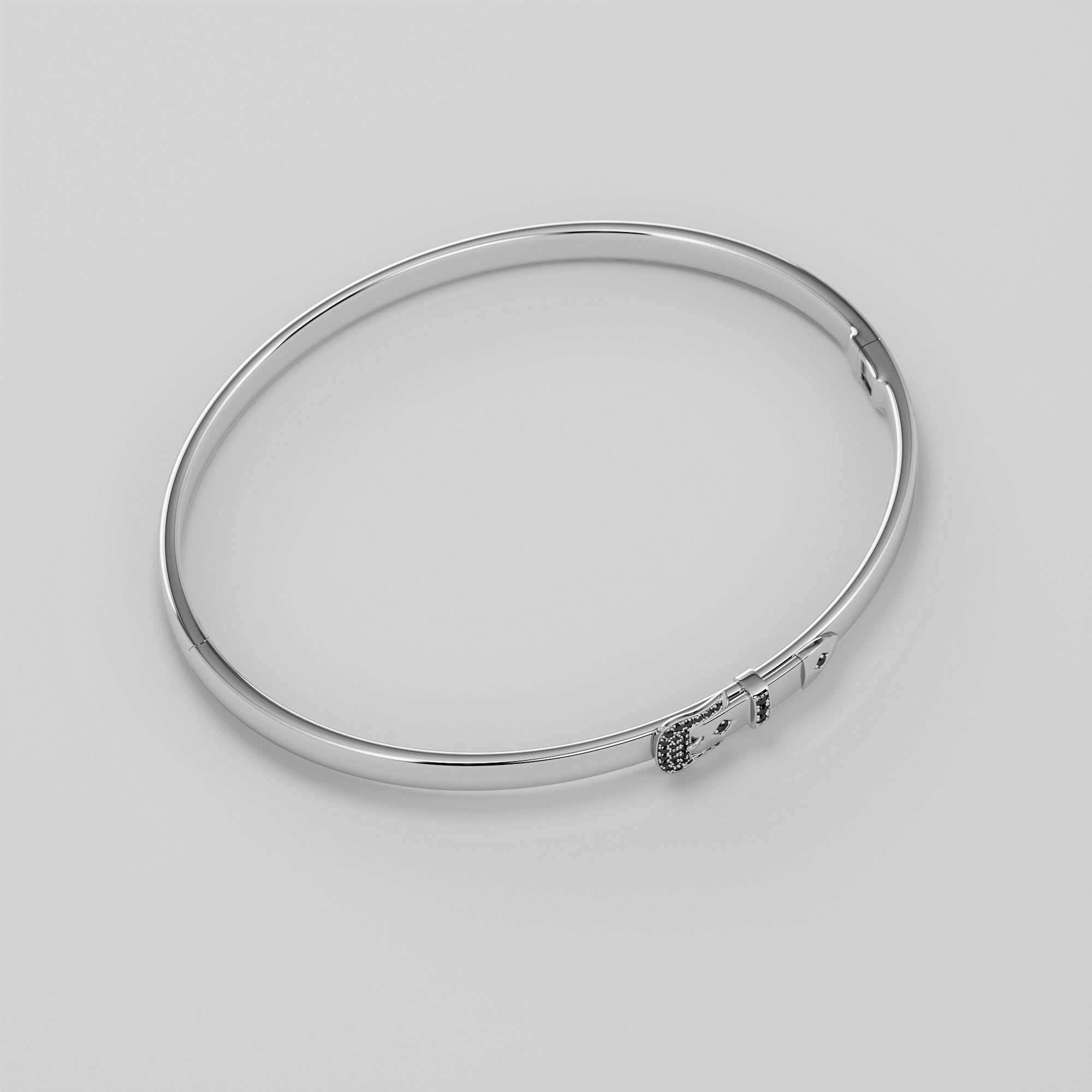 Belt Bracelet With Black Diamonds - Gold